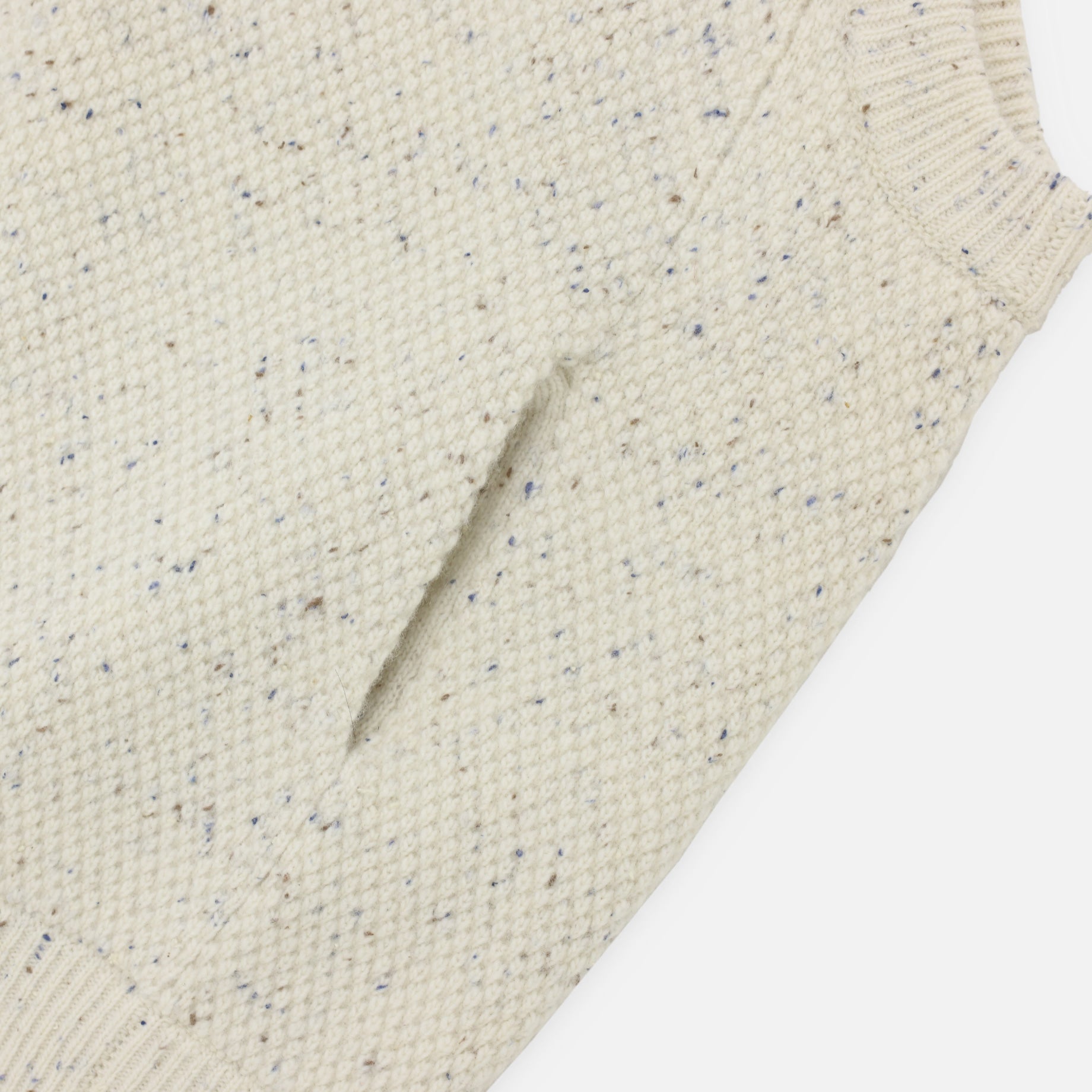 WOOL MOSS STITCH ZIP VEST (WHITE)