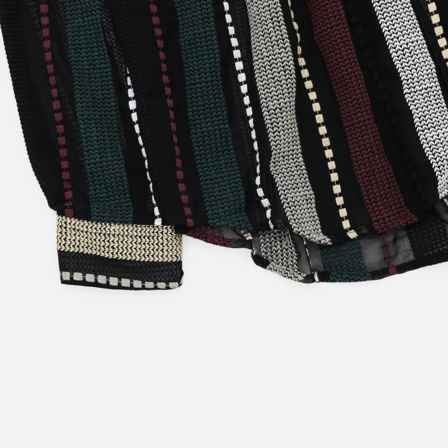 PAINTER SHIRT - POLY CHIFFON / EMB. STRIPE(BLACK / MULTI)