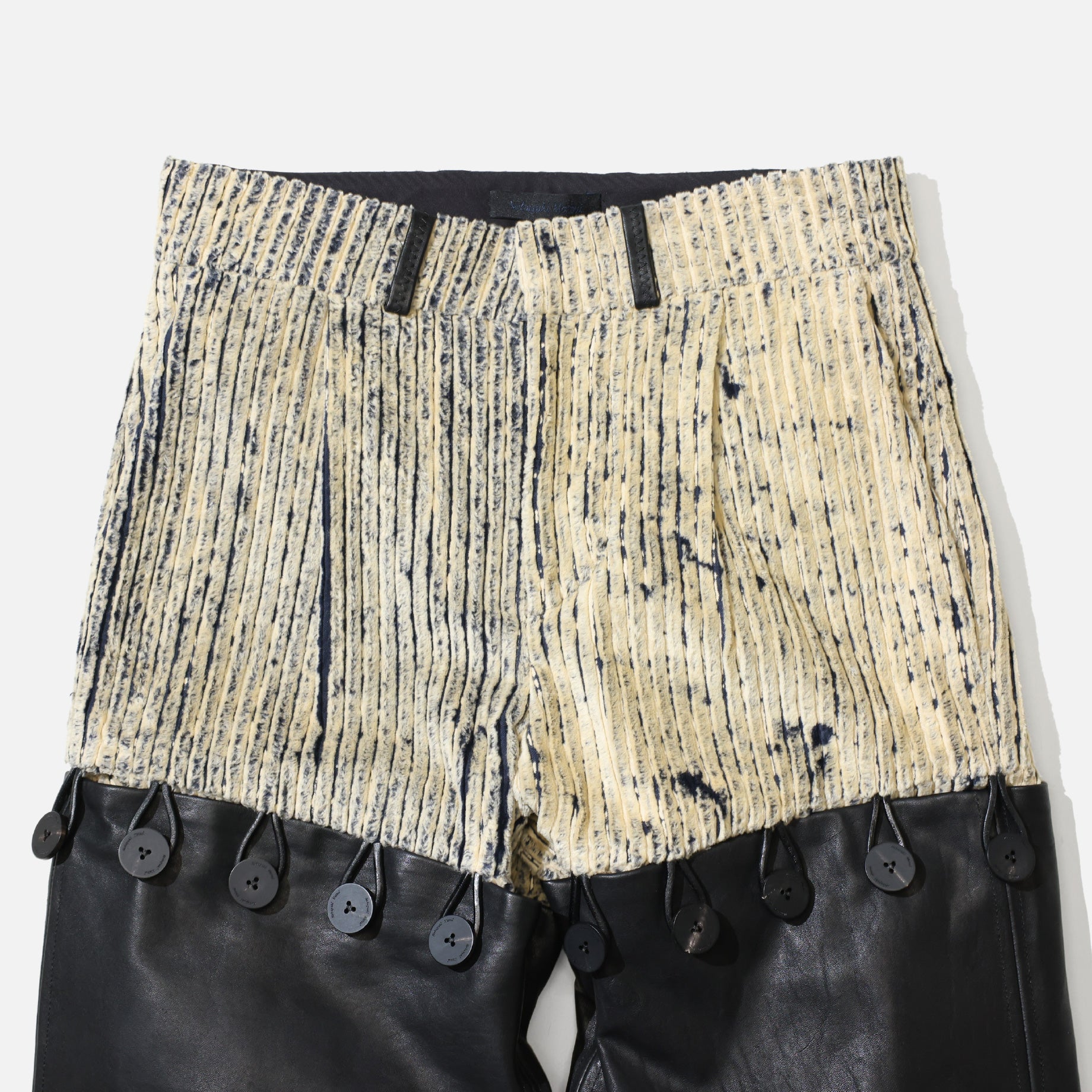 BUTTONED LEATHER PANTS (NAVY)