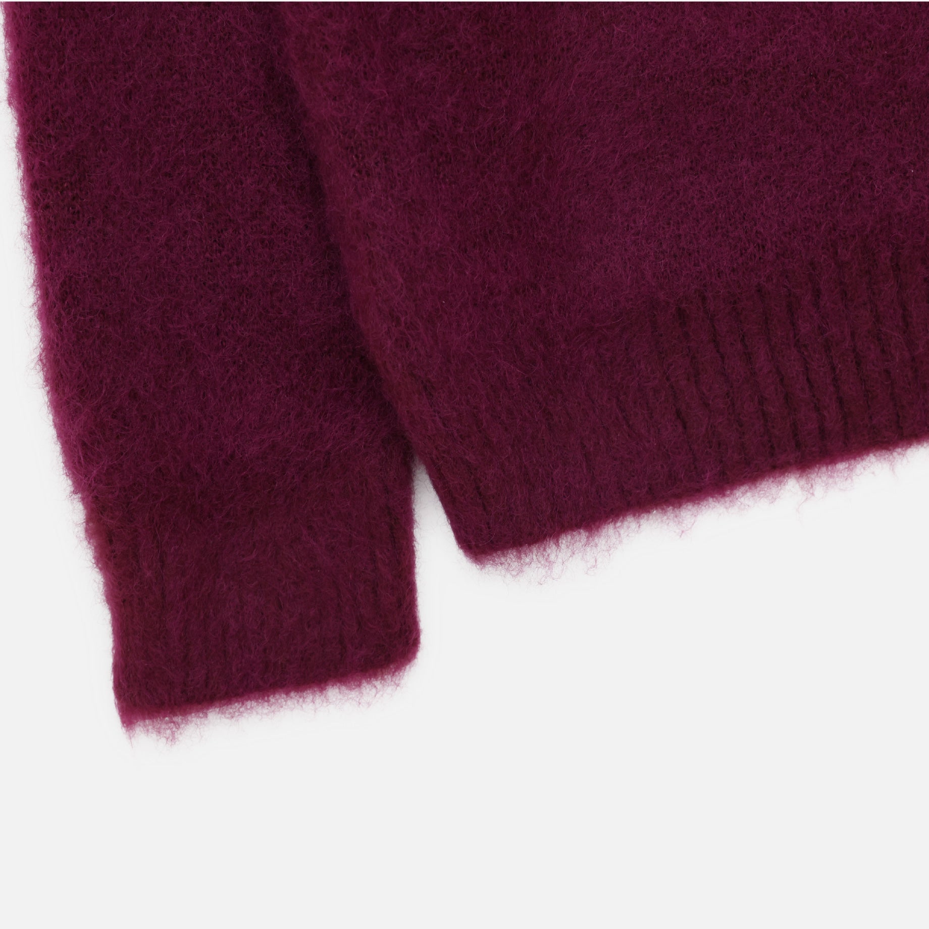 ZIPPED MOHAIR CARDIGAN - SOLID(BORDEAUX)