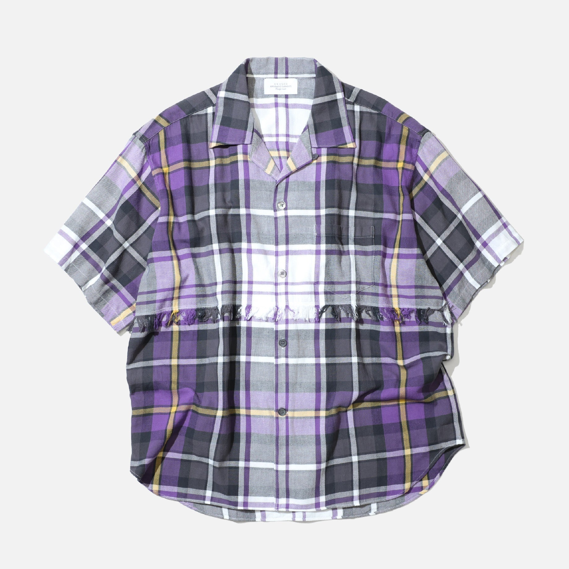 FRINGE CHECK S/S SHIRTS(PURPLE)