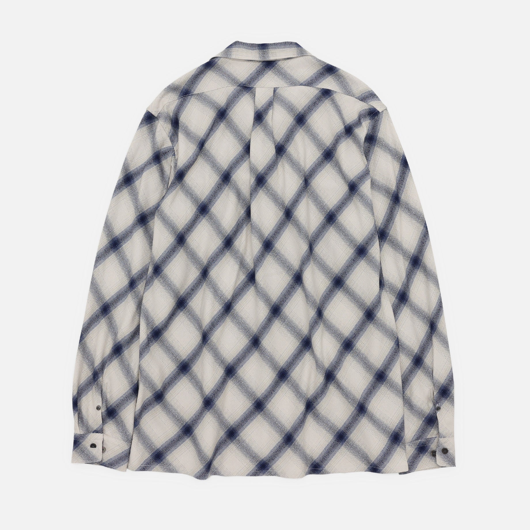 RAYON OMBRE OPEN COLLAR BLOUSE(IVORY & BLUE)