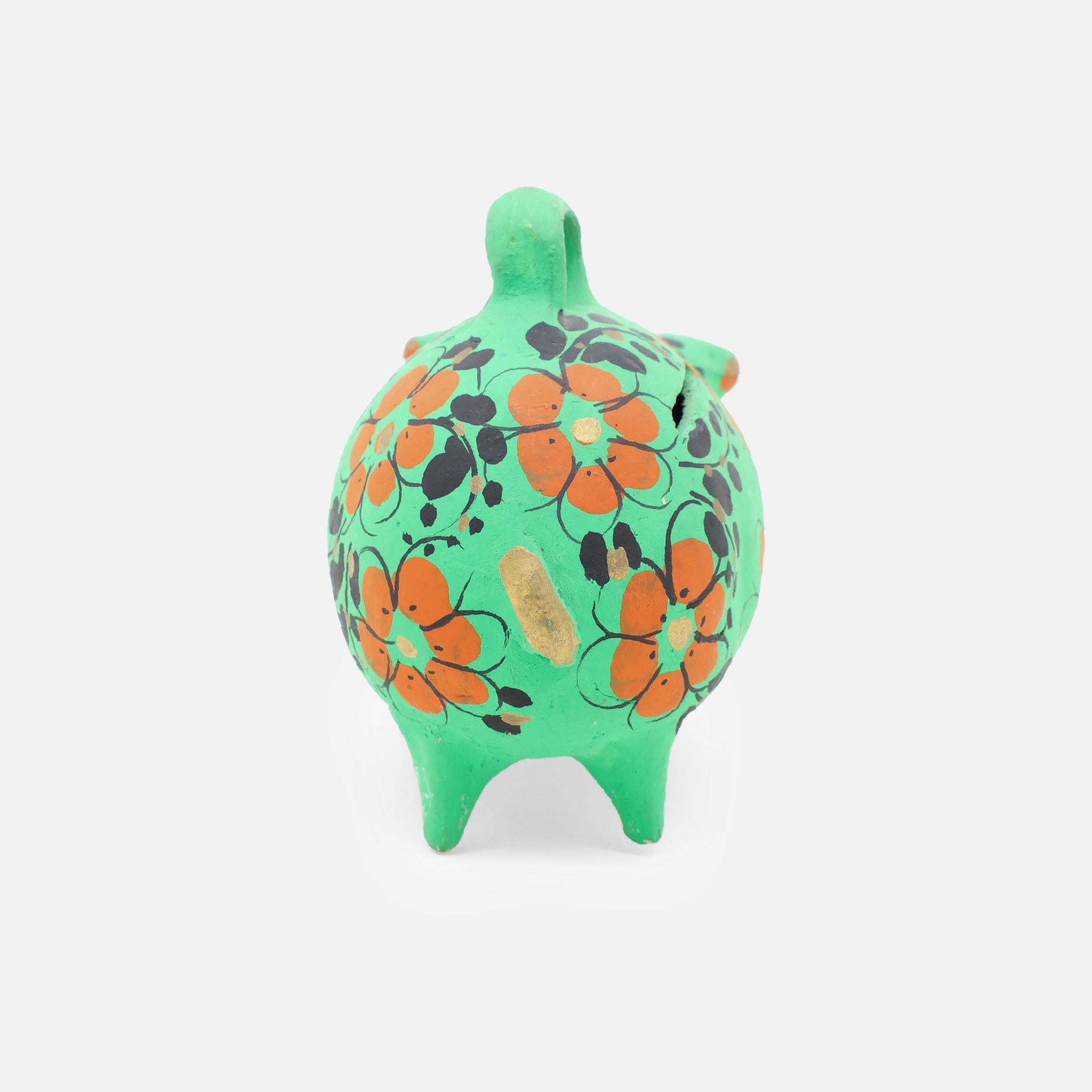 VINTAGE FOLK ART POTTERY PIGGY BANK