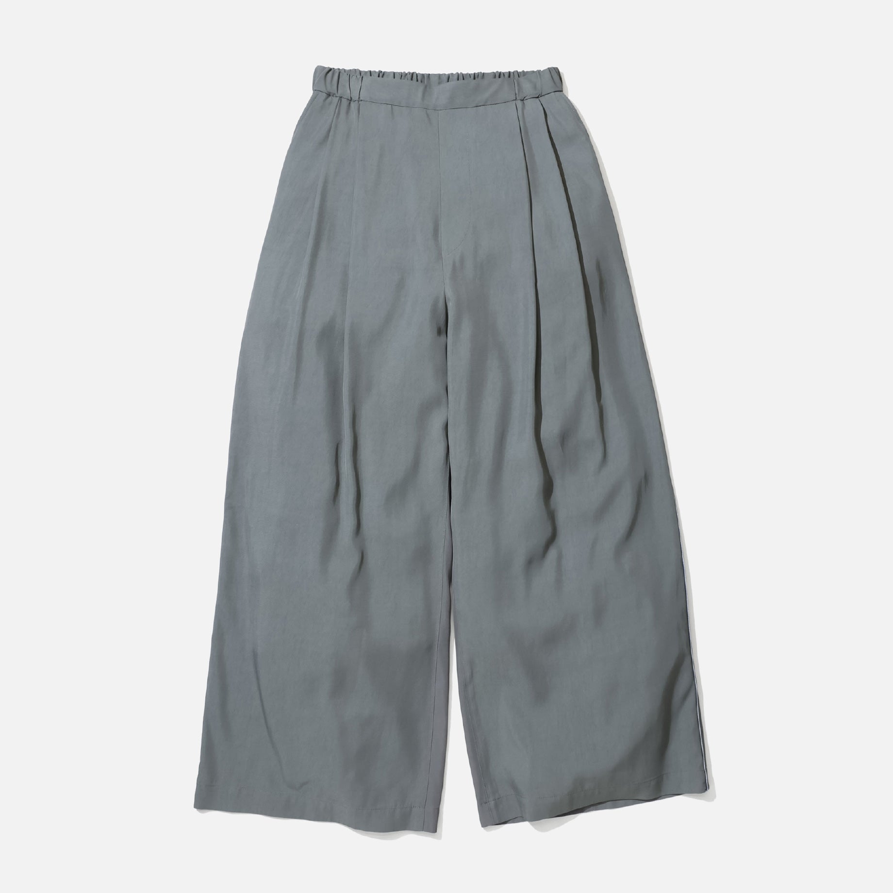 SILKY VISCOSE 2TUCK FLARE PANTS (GRAY)