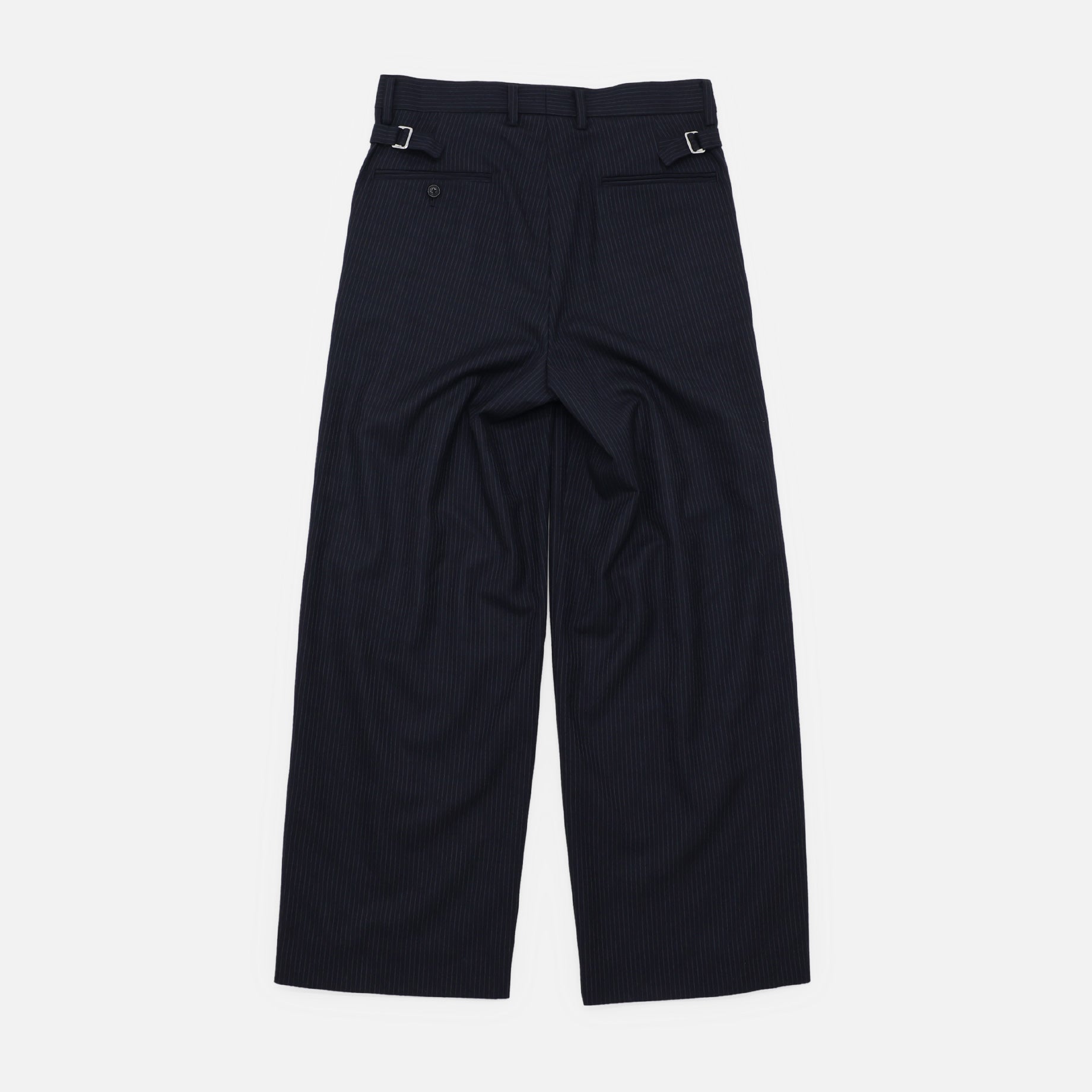 WOOL STRIPE 2 TUCK PANTS(D.NAVY)