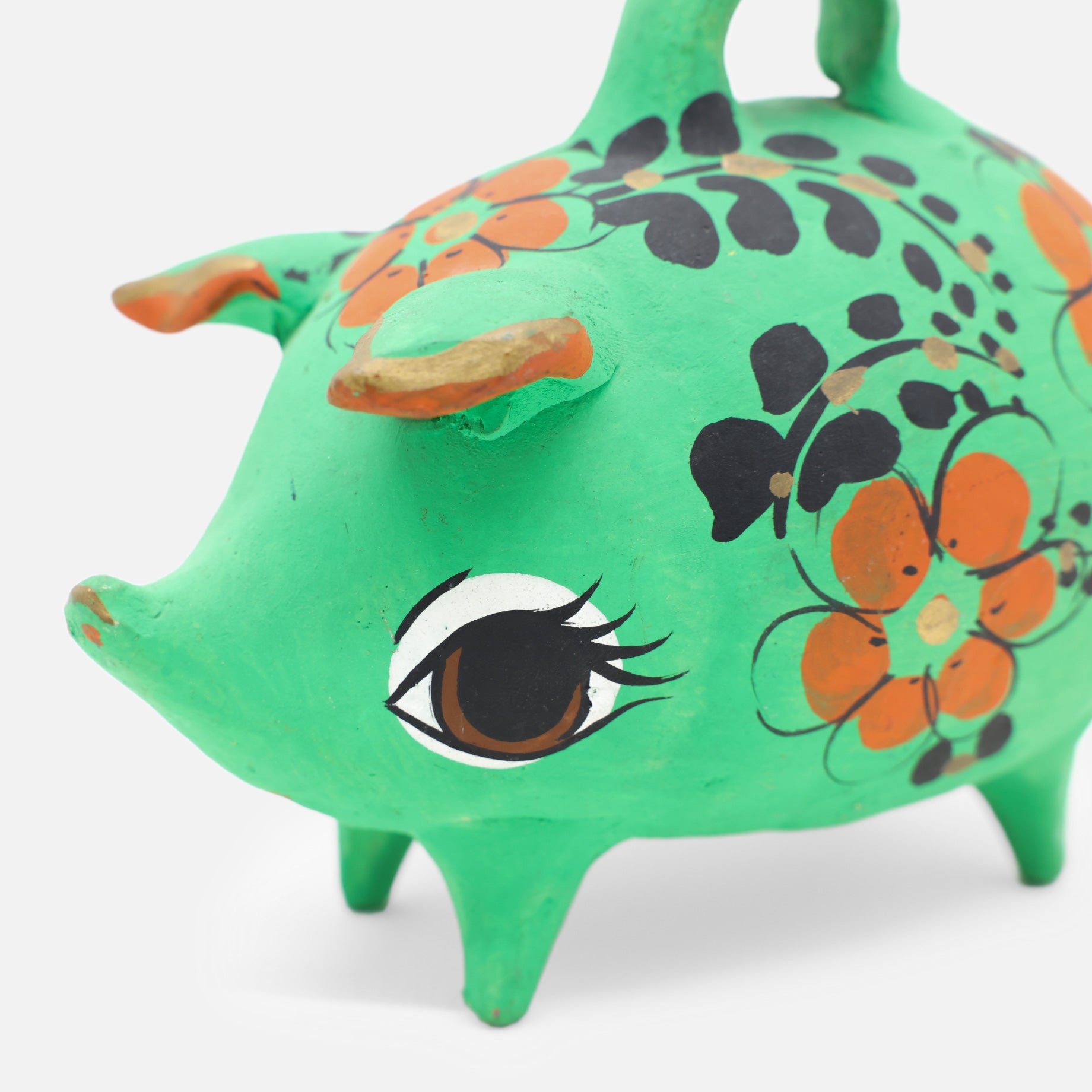 VINTAGE FOLK ART POTTERY PIGGY BANK