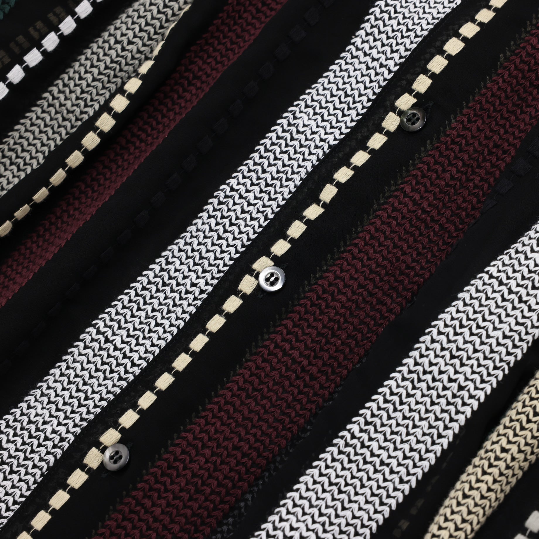 PAINTER SHIRT - POLY CHIFFON / EMB. STRIPE(BLACK / MULTI)