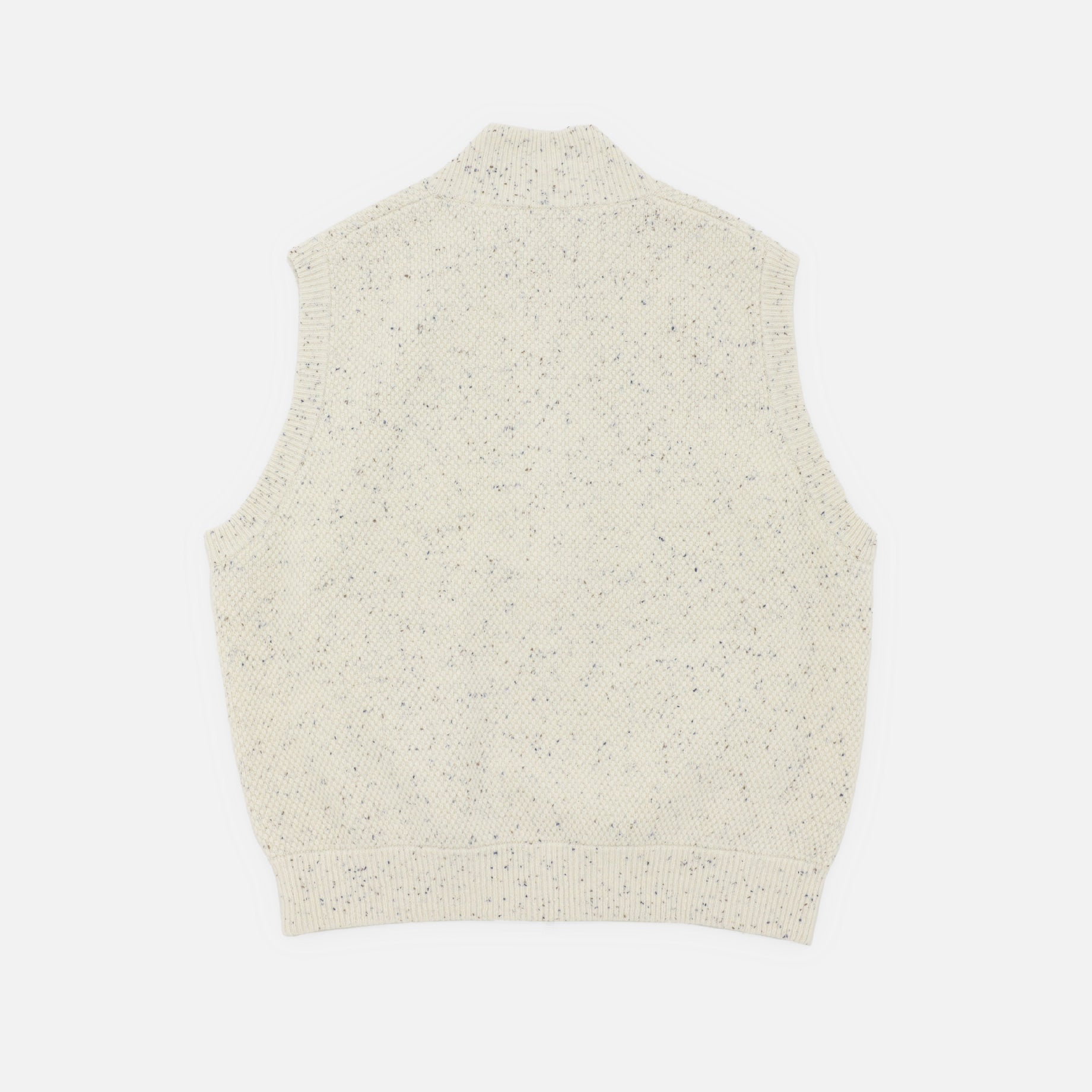 WOOL MOSS STITCH ZIP VEST (WHITE)