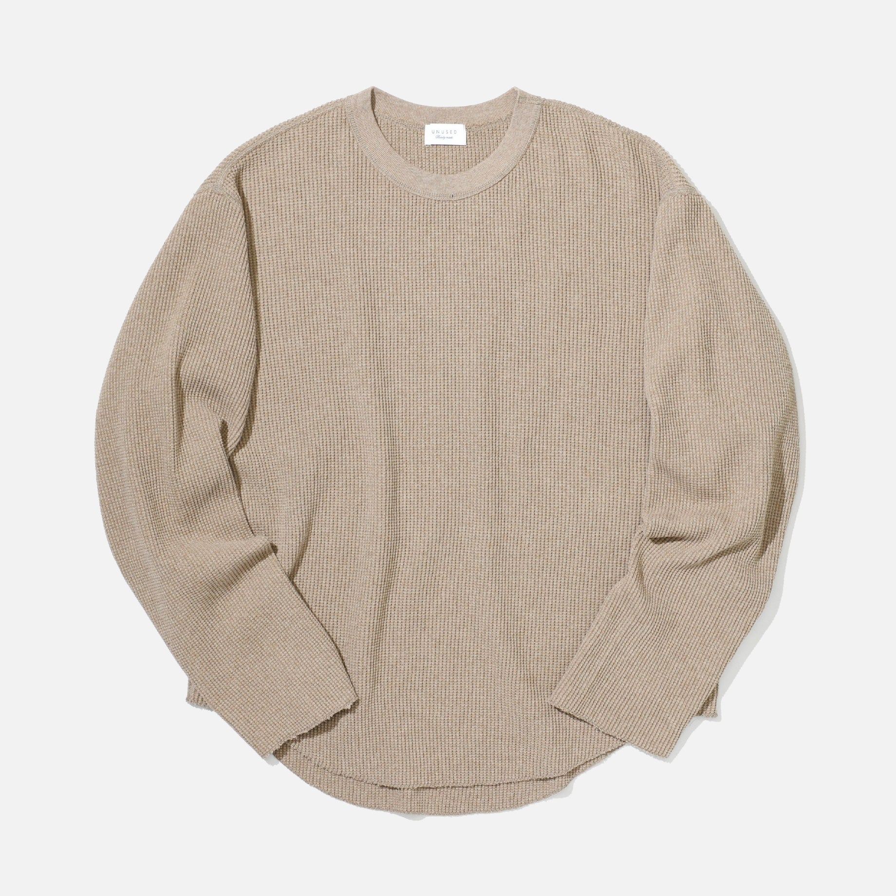 LONG-SLEEVE WAFFLE T-SHIRT(BEIGE)