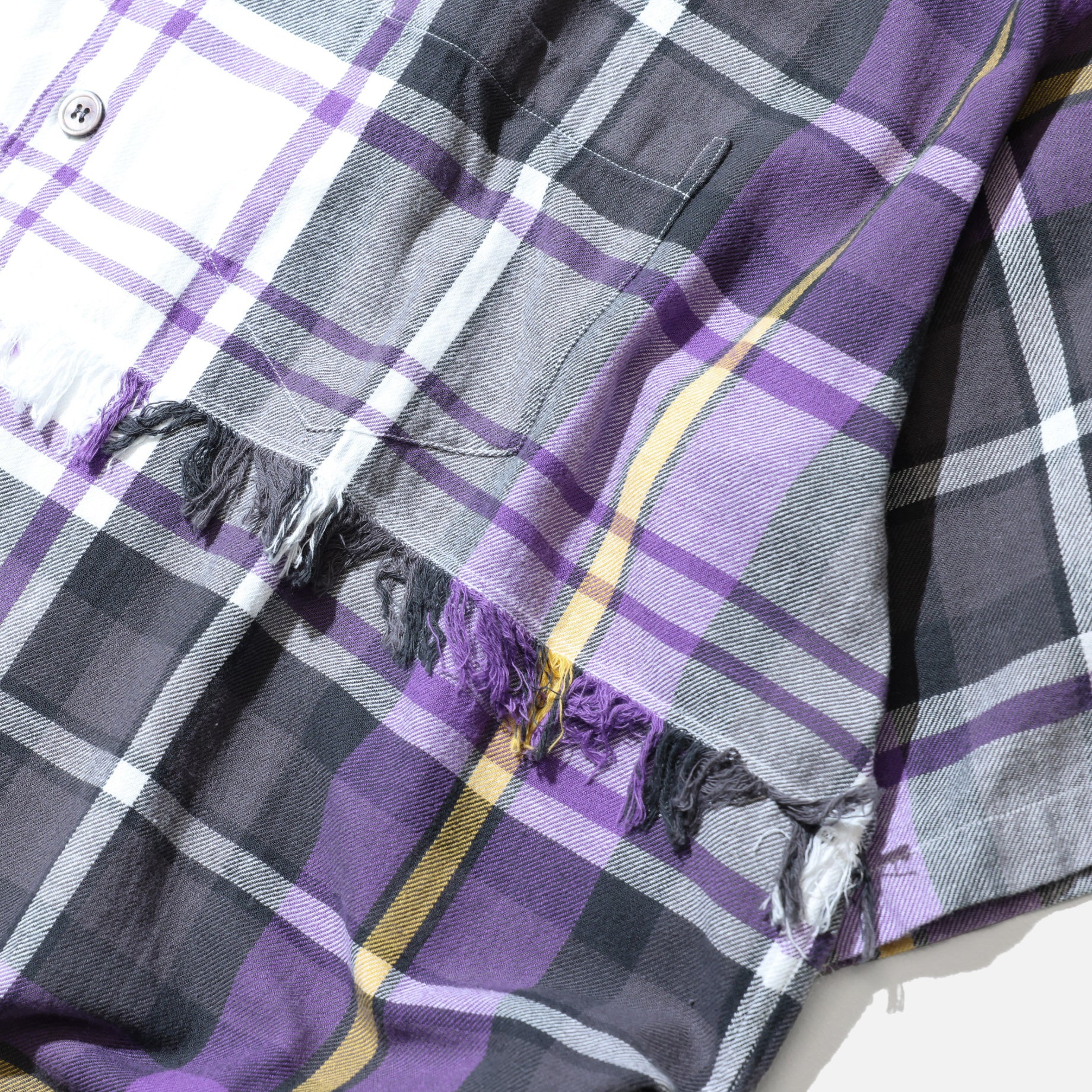 FRINGE CHECK S/S SHIRTS(PURPLE)