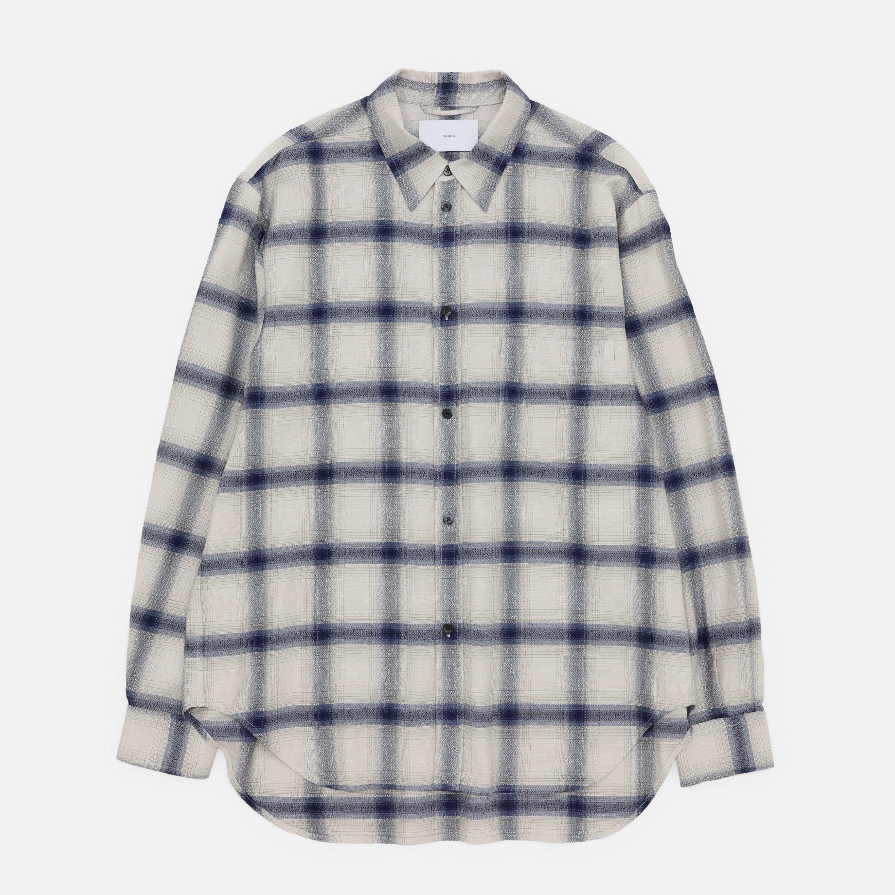 RAYON OMBRE CLASSIC COLLAR BLOUSE(IVORY & BLUE)