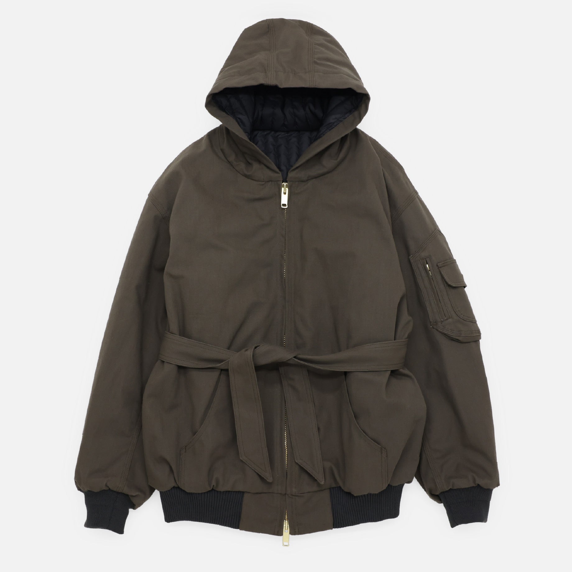 PUFF WORK HOODIE "BIGNESS"(ASH OLIVE)