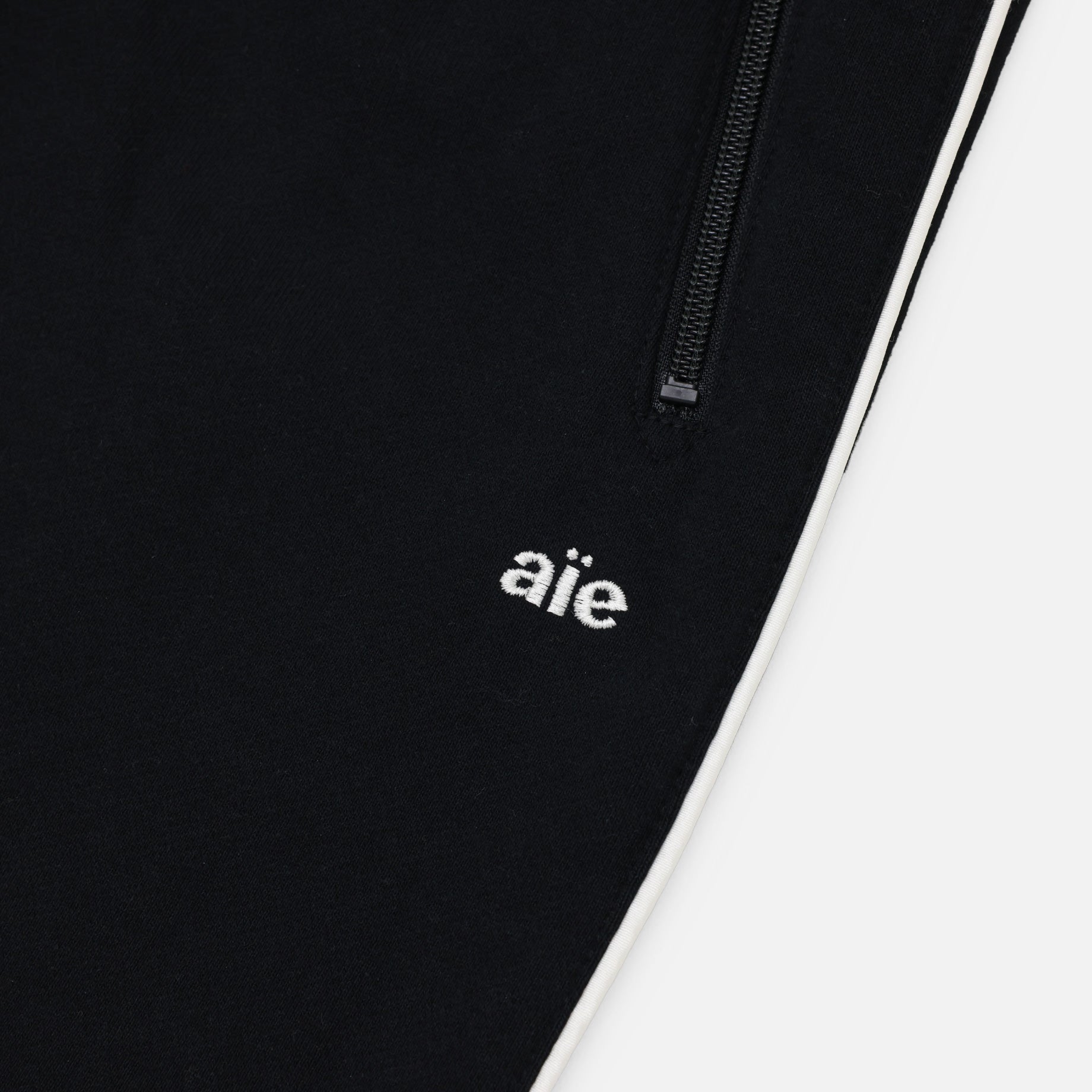 PIPING SWEAT PANTS - COTTON LINED PILE FLEECE(BLACK)