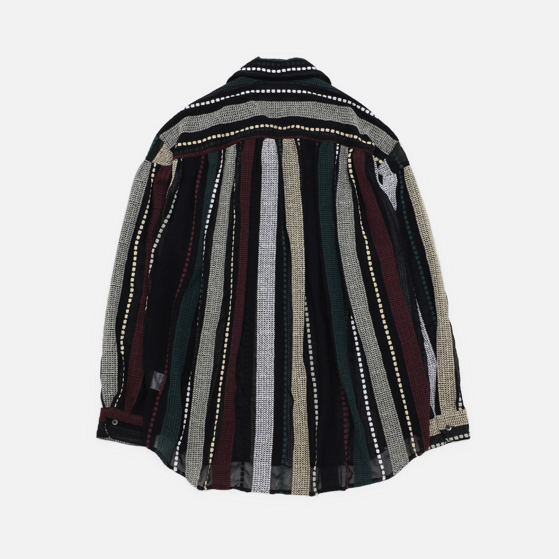 PAINTER SHIRT - POLY CHIFFON / EMB. STRIPE(BLACK / MULTI)