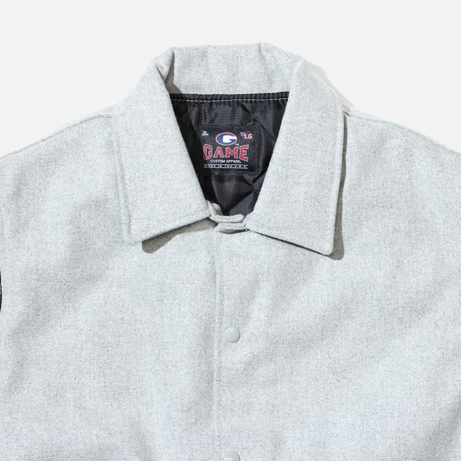 GAME SPORTS WEAR VARSITY VEST BYLON COLLAR(LT.GREY)