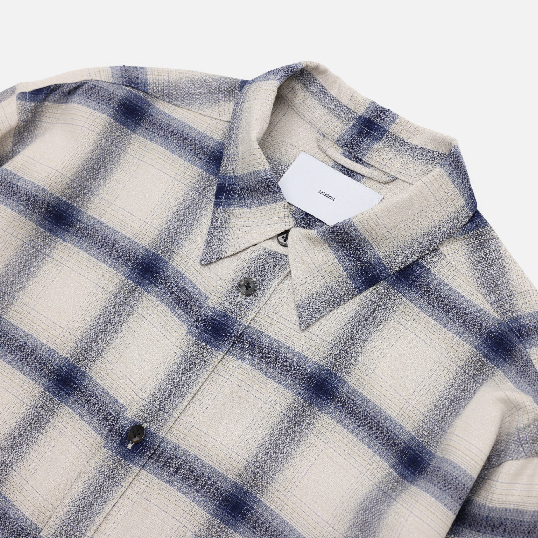 RAYON OMBRE CLASSIC COLLAR BLOUSE(IVORY & BLUE)