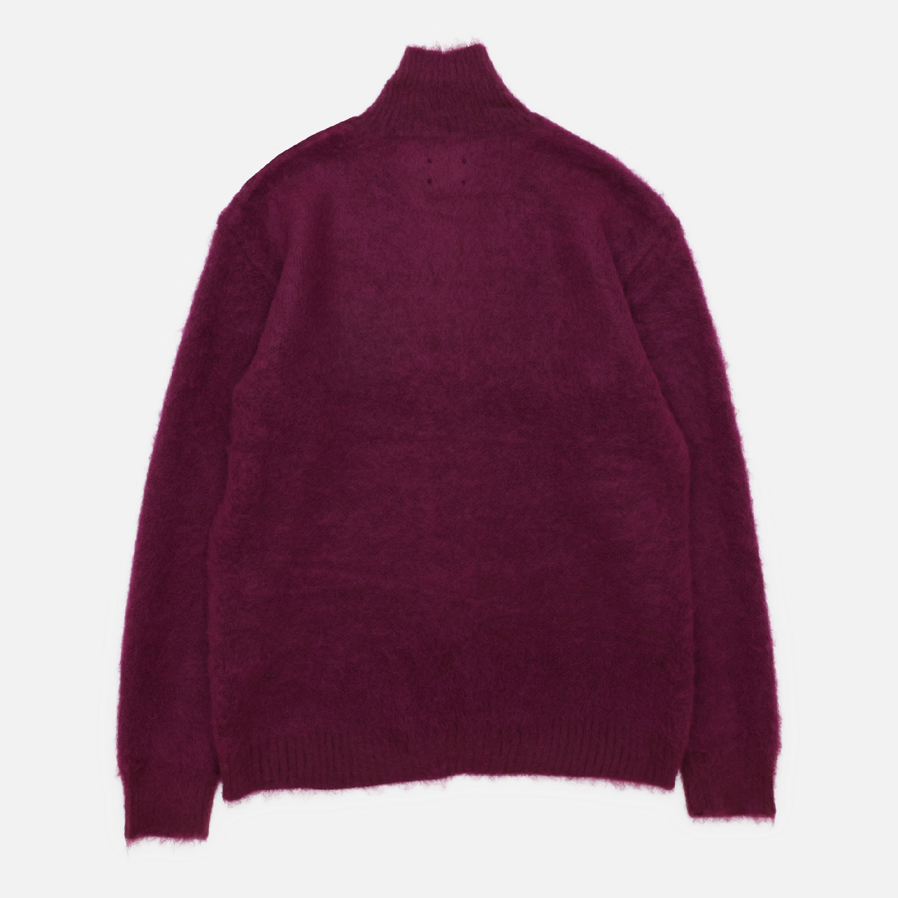 ZIPPED MOHAIR CARDIGAN - SOLID(BORDEAUX)