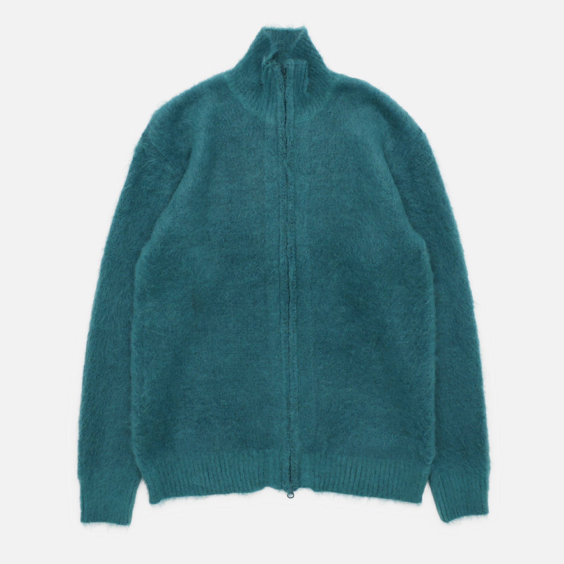 ZIPPED MOHAIR CARDIGAN - SOLID(EMERALD)