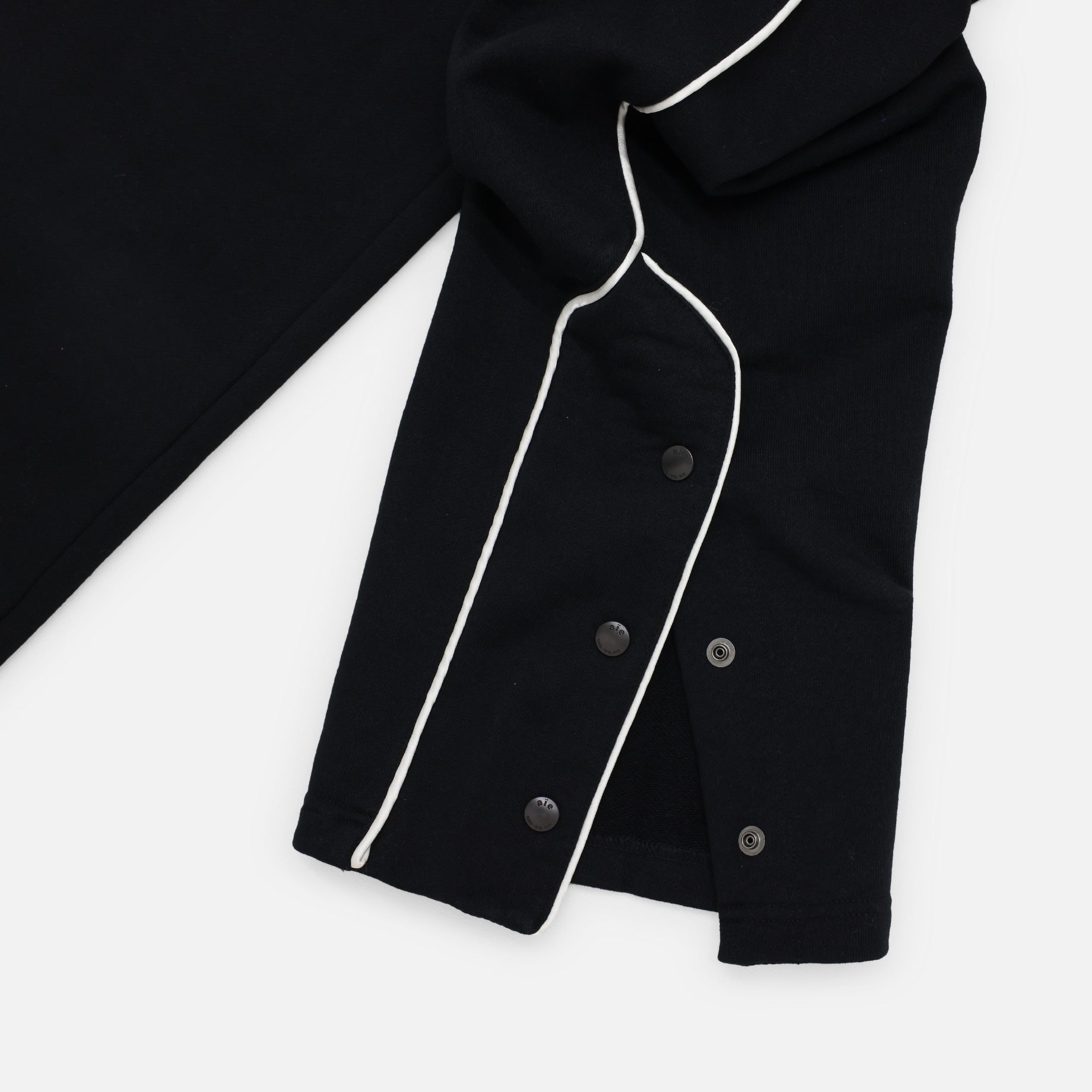 PIPING SWEAT PANTS - COTTON LINED PILE FLEECE(BLACK)