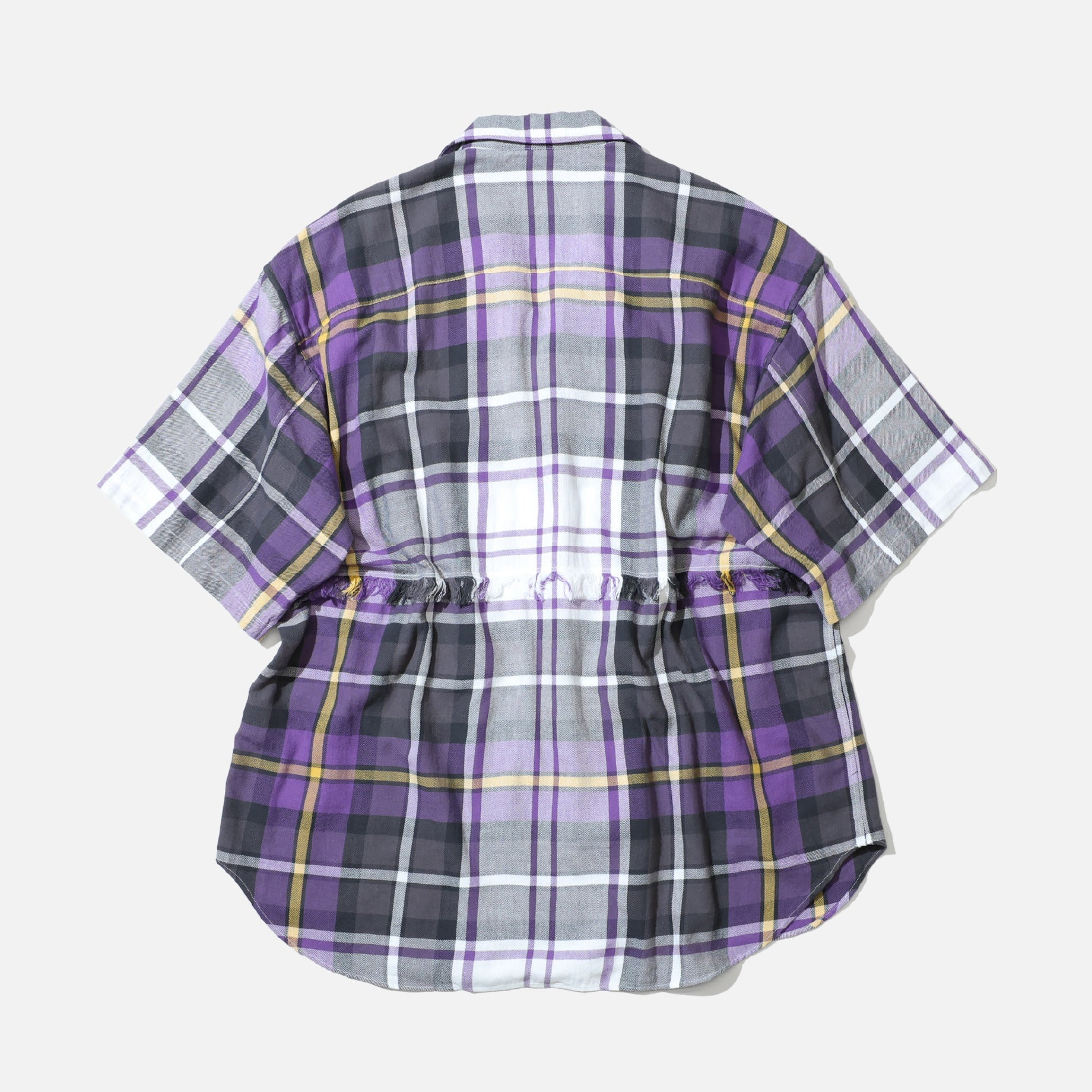 FRINGE CHECK S/S SHIRTS(PURPLE)