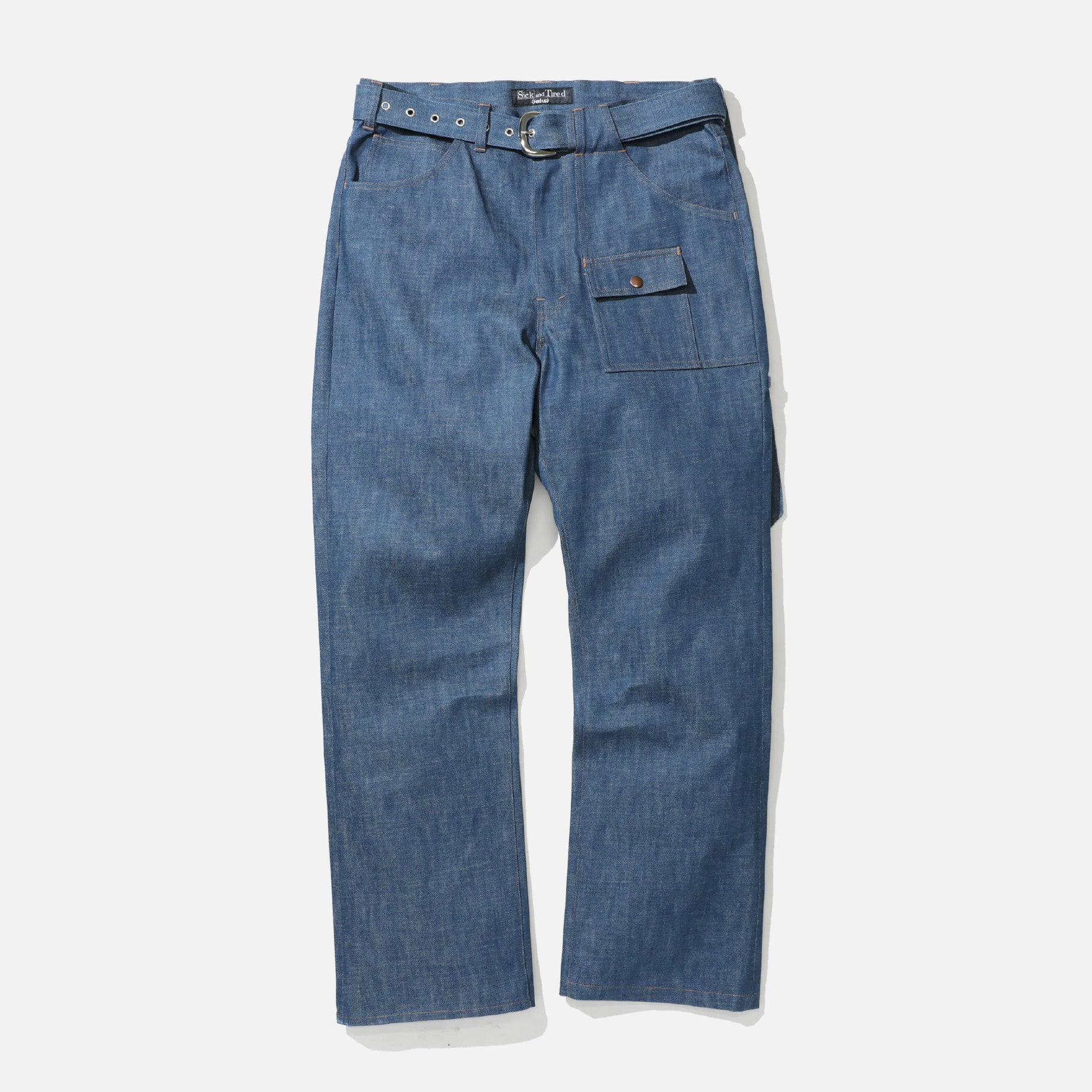ASYMMETRY DESIGN WIDE BOOT CUT PANTS（INDIGO DENIM