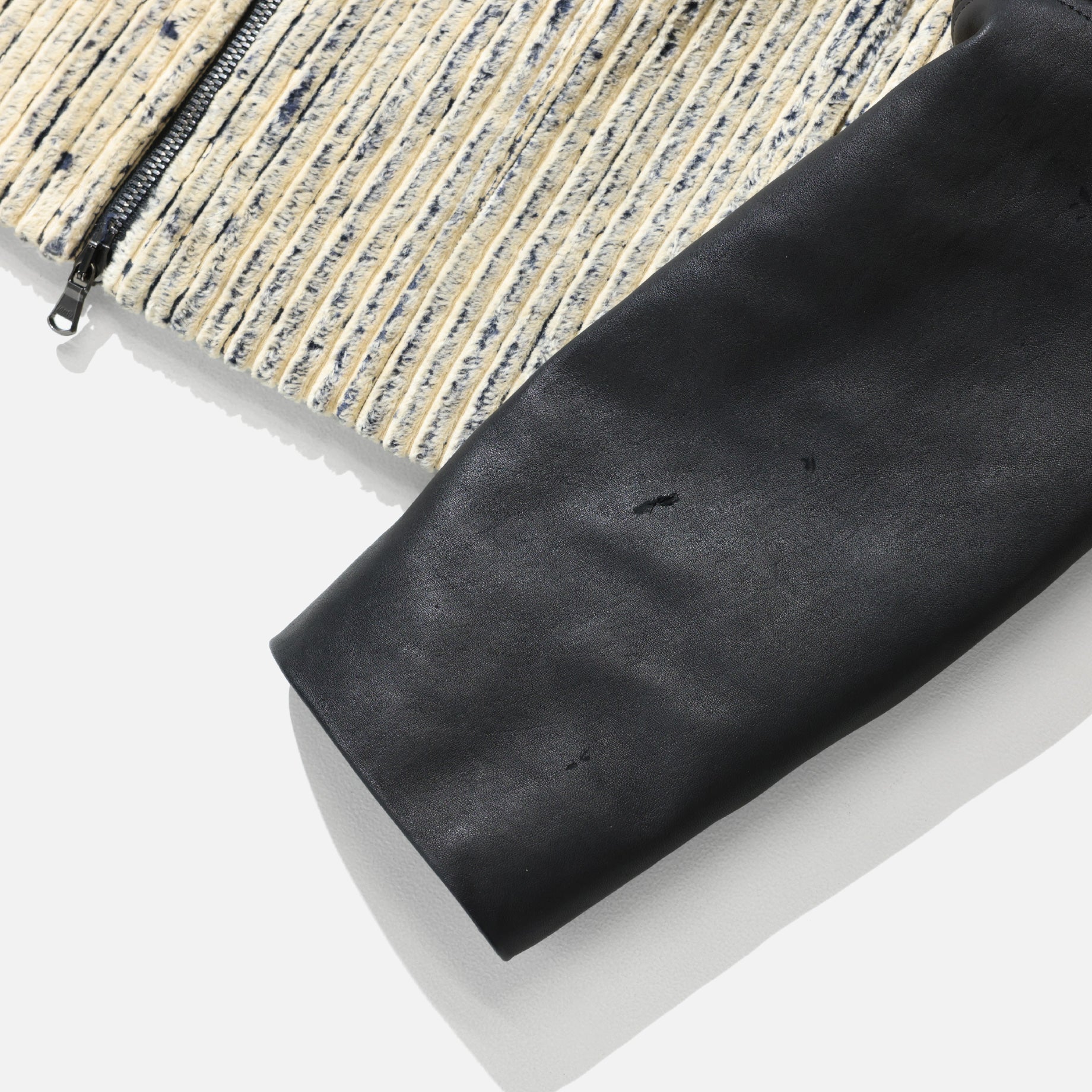 BUTTONED PATCH LEATHER JK (NAVY)