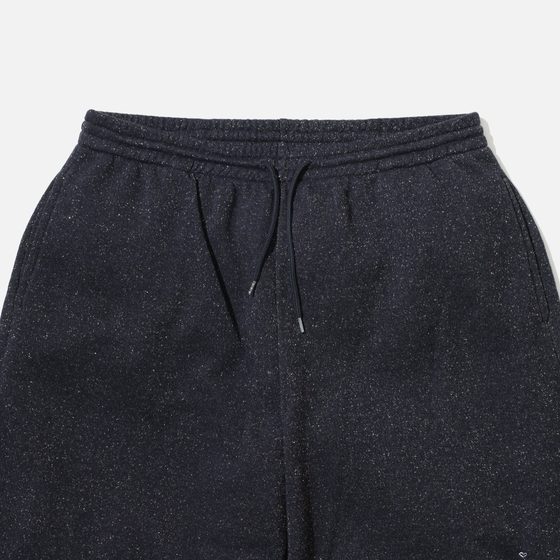 "PEACE" #01 GLITTER SWEAT SHORTS (BLACK)