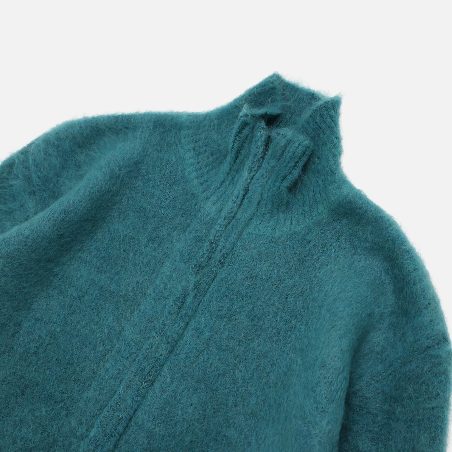 ZIPPED MOHAIR CARDIGAN - SOLID(EMERALD)