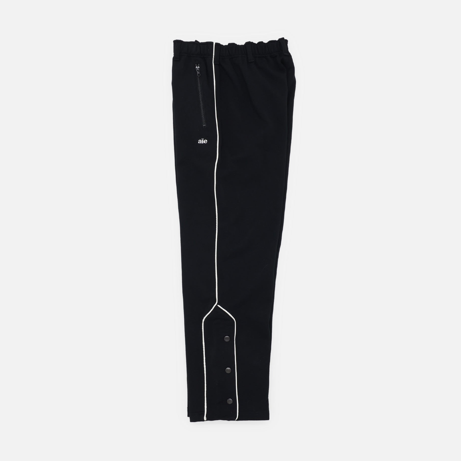 PIPING SWEAT PANTS - COTTON LINED PILE FLEECE(BLACK)