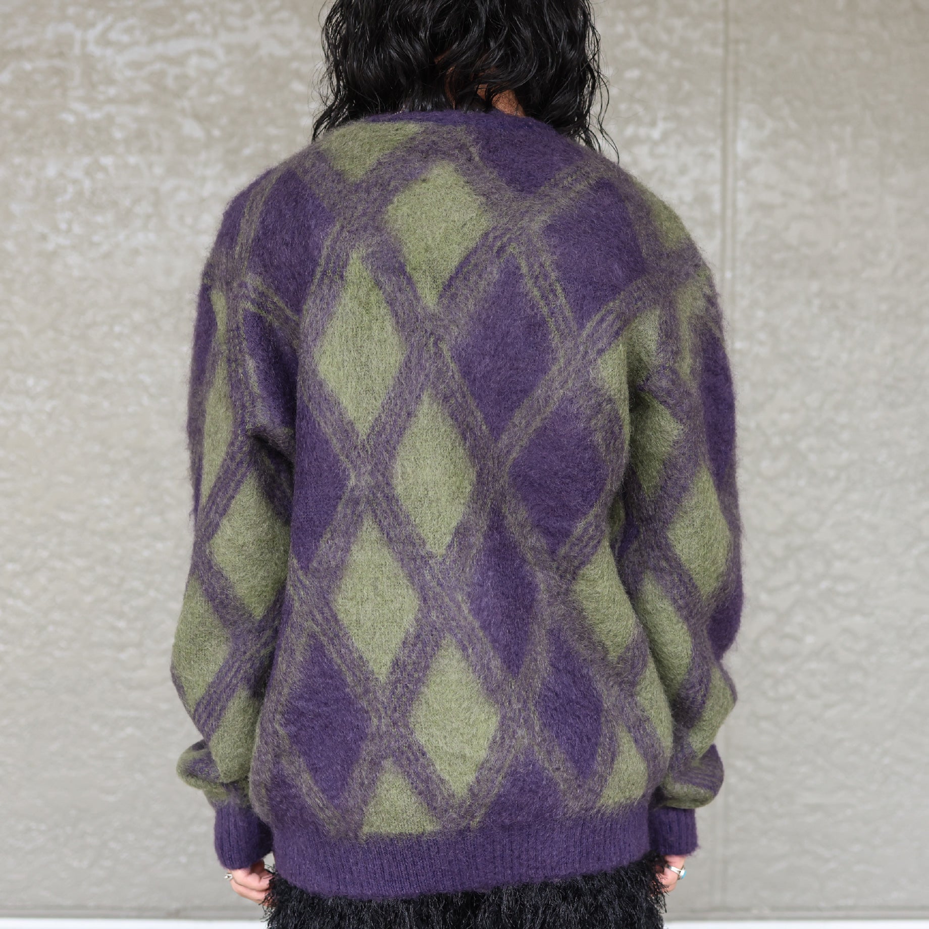 MOHAIR CARDIGAN - ARGYLE(PURPLE)