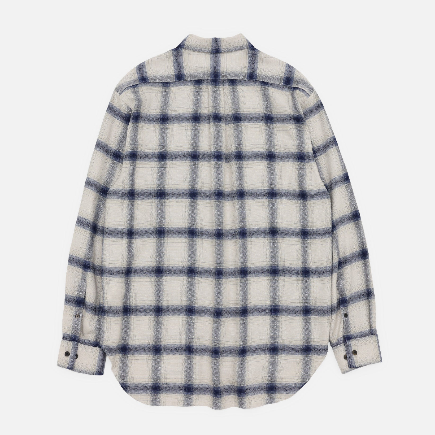 RAYON OMBRE CLASSIC COLLAR BLOUSE(IVORY & BLUE)