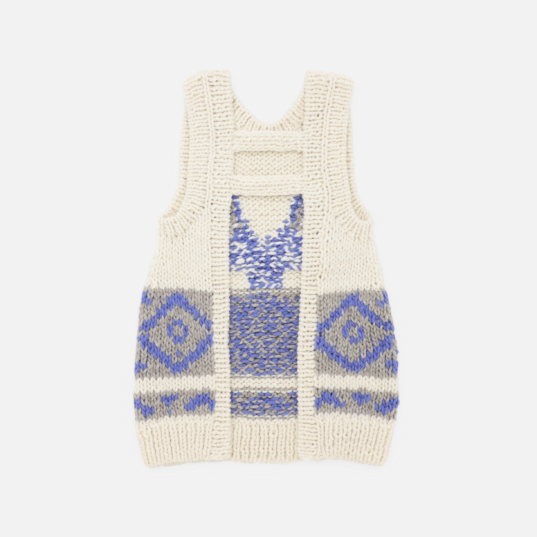COWICHAN APRON VEST - FLOWER PATTERN(IVORY)