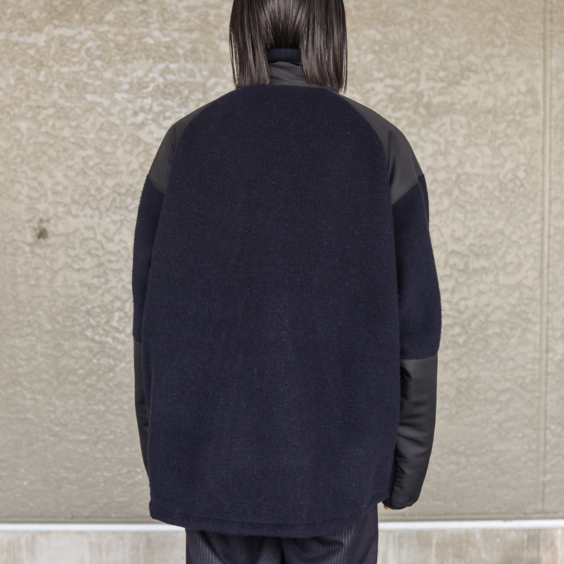 WOOL CASHMERE FLEECE ZIP UP BLOUSON(D .NAVY)