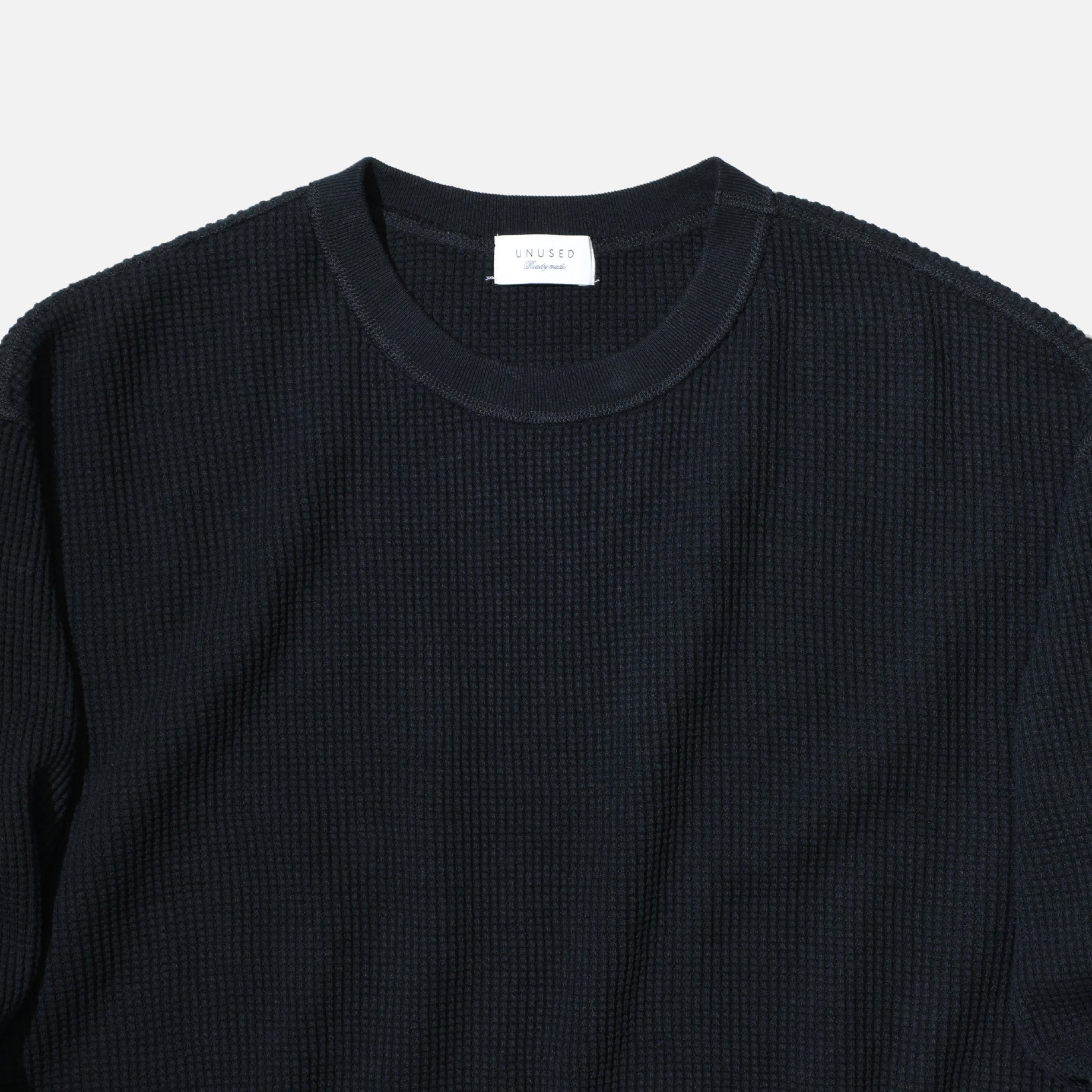 LONG-SLEEVE WAFFLE T-SHIRT(BLACK)