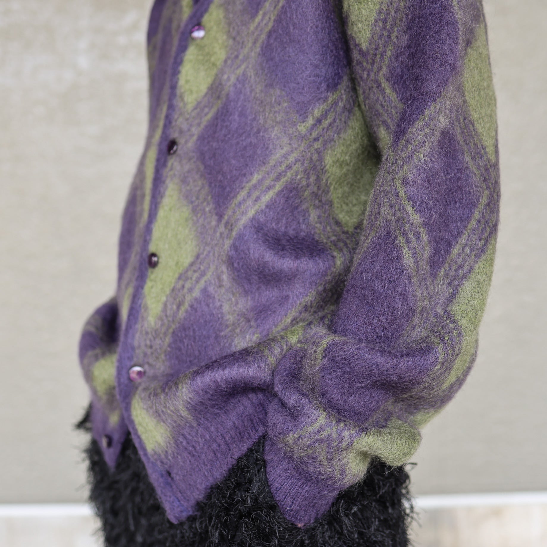 MOHAIR CARDIGAN - ARGYLE(PURPLE)
