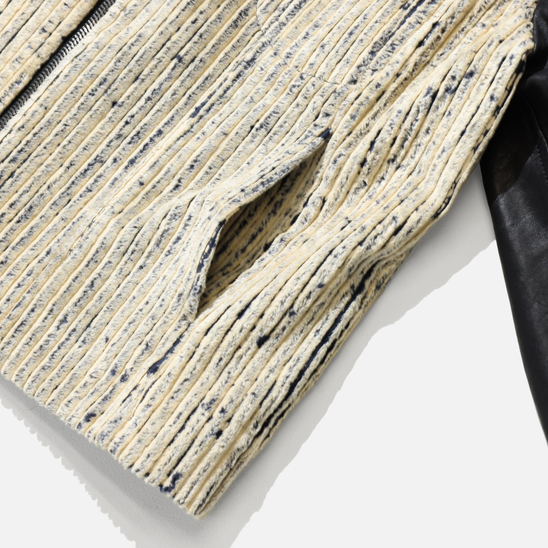 BUTTONED PATCH LEATHER JK (NAVY)