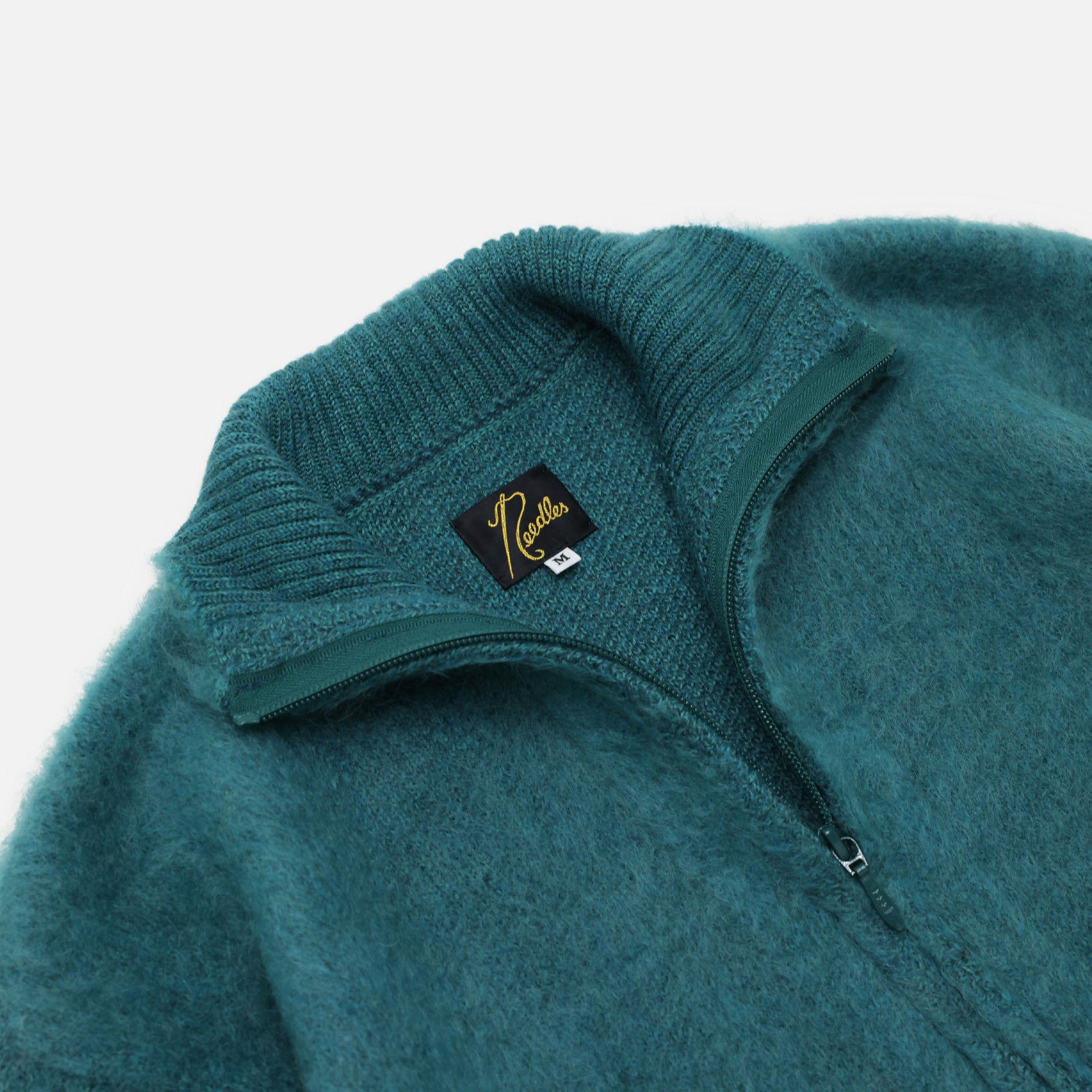 ZIPPED MOHAIR CARDIGAN - SOLID(EMERALD)
