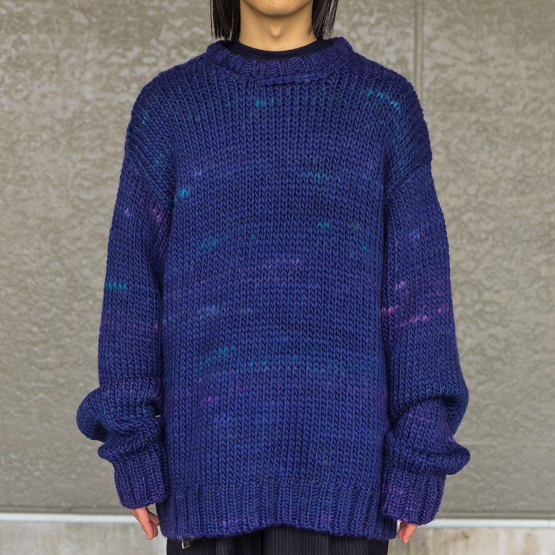 CREW NECK KNIT(BLUE)