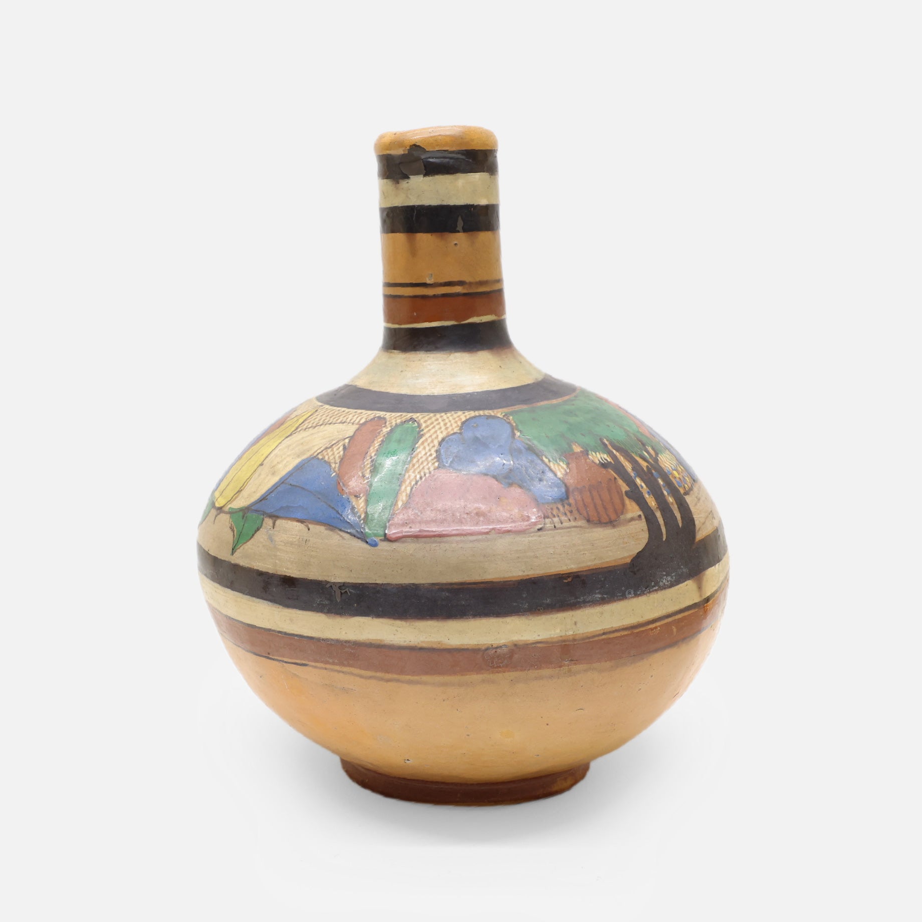 VINTAGE FOLK ART POTTERY VASE