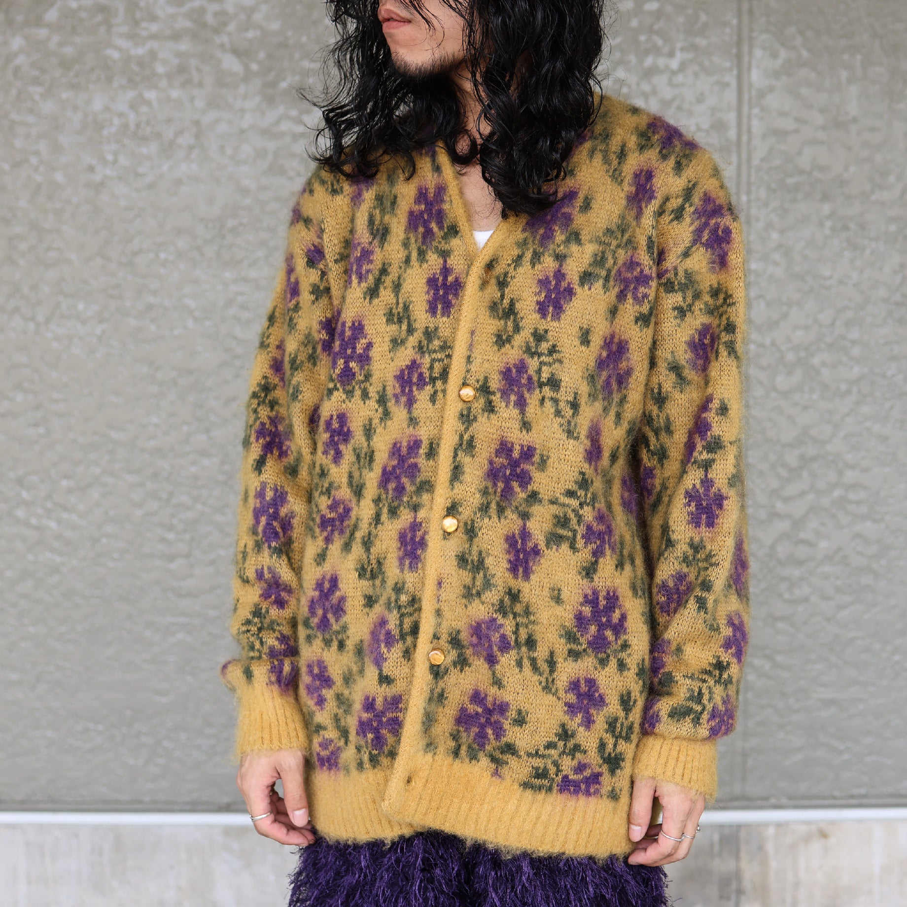 MOHAIR CARDIGAN - FLOWER(YELLOW)