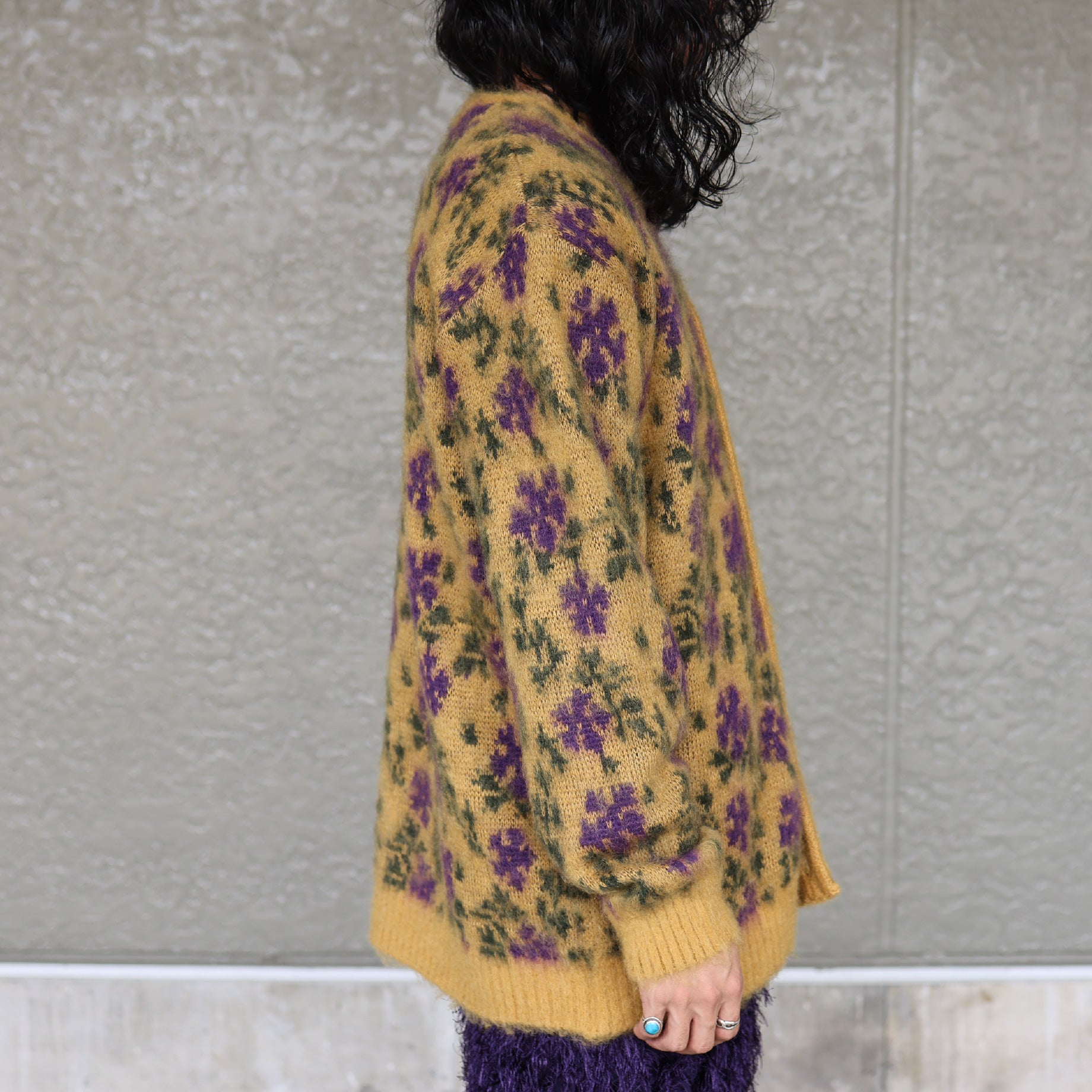 MOHAIR CARDIGAN - FLOWER(YELLOW)