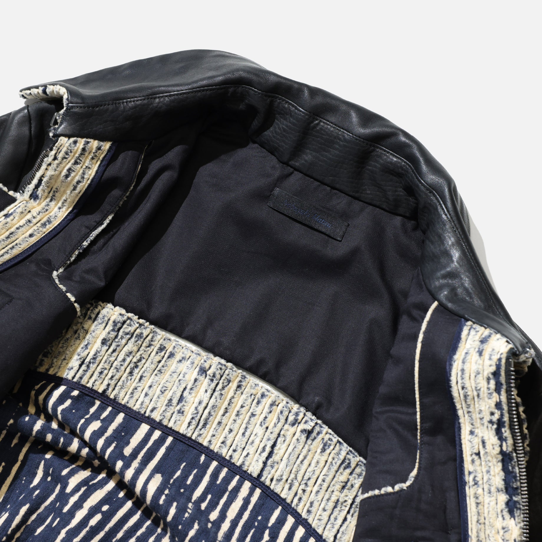 BUTTONED PATCH LEATHER JK (NAVY)