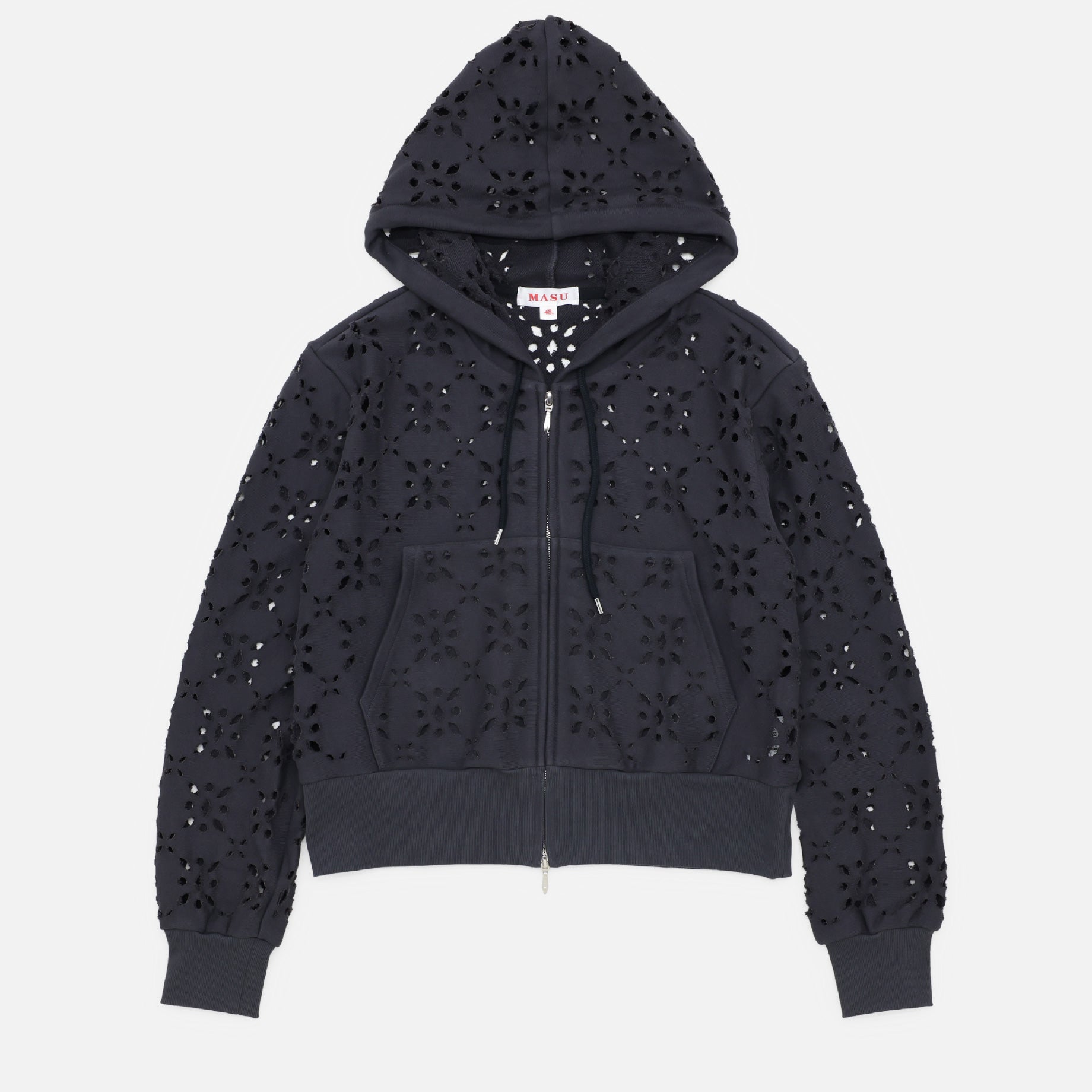 Masu Zip Hoodie Flower Hole Zip-up Sweat Parka 44 Cotton