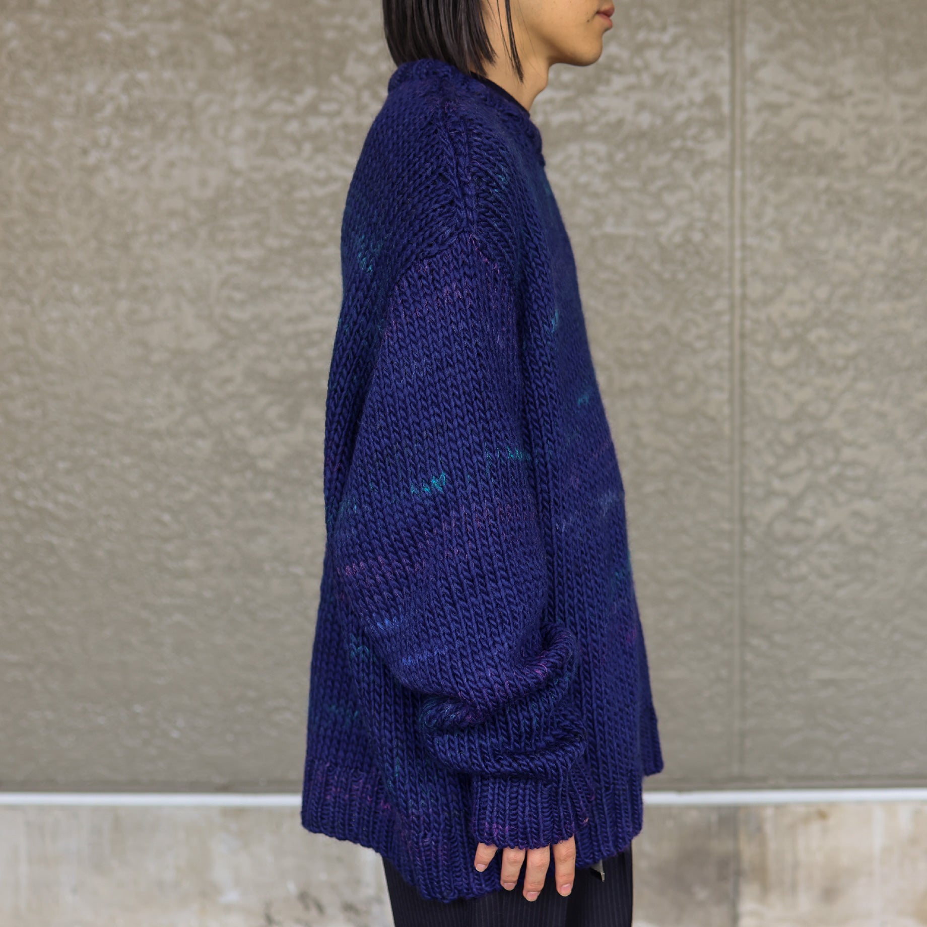 CREW NECK KNIT(BLUE)