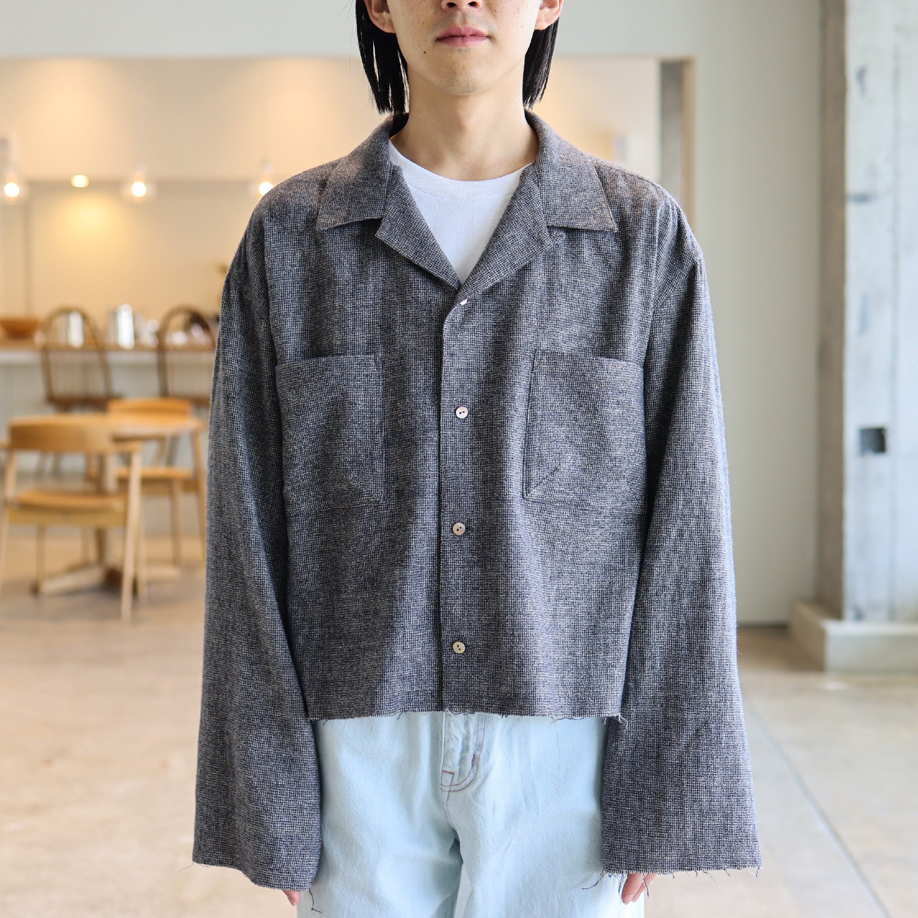 OPEN COLLAR SHIRTS(CHARCOAL)