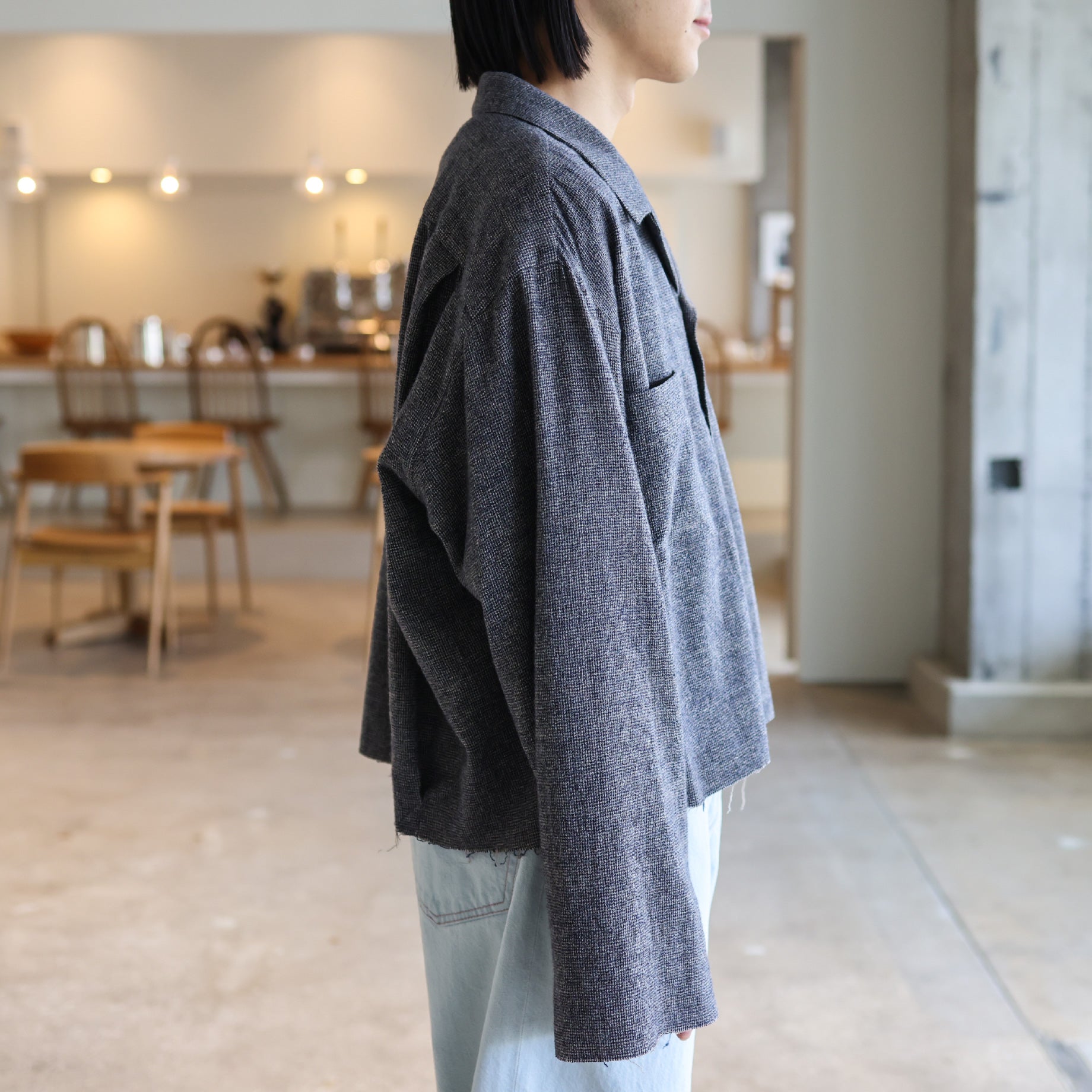 OPEN COLLAR SHIRTS(CHARCOAL)