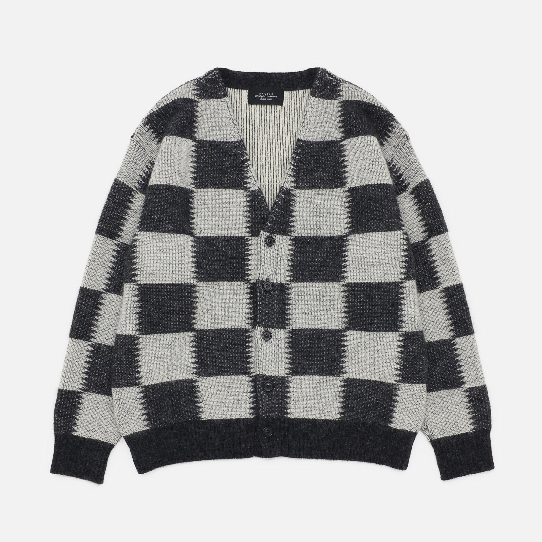 CHECKERED FLAG CARDIGAN (GRAY)