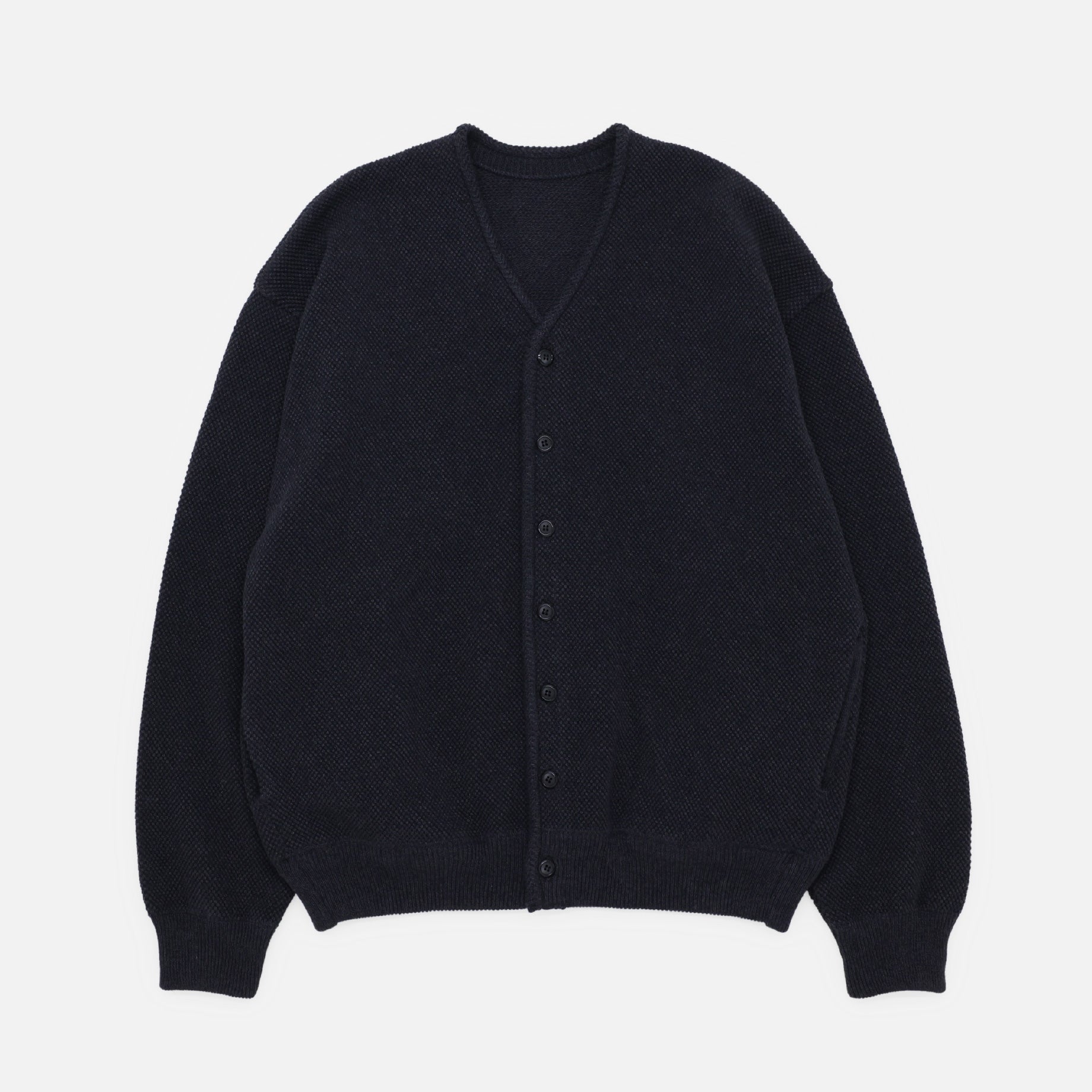 MOSS STITCH V/N CARDIGAN(BLACK)