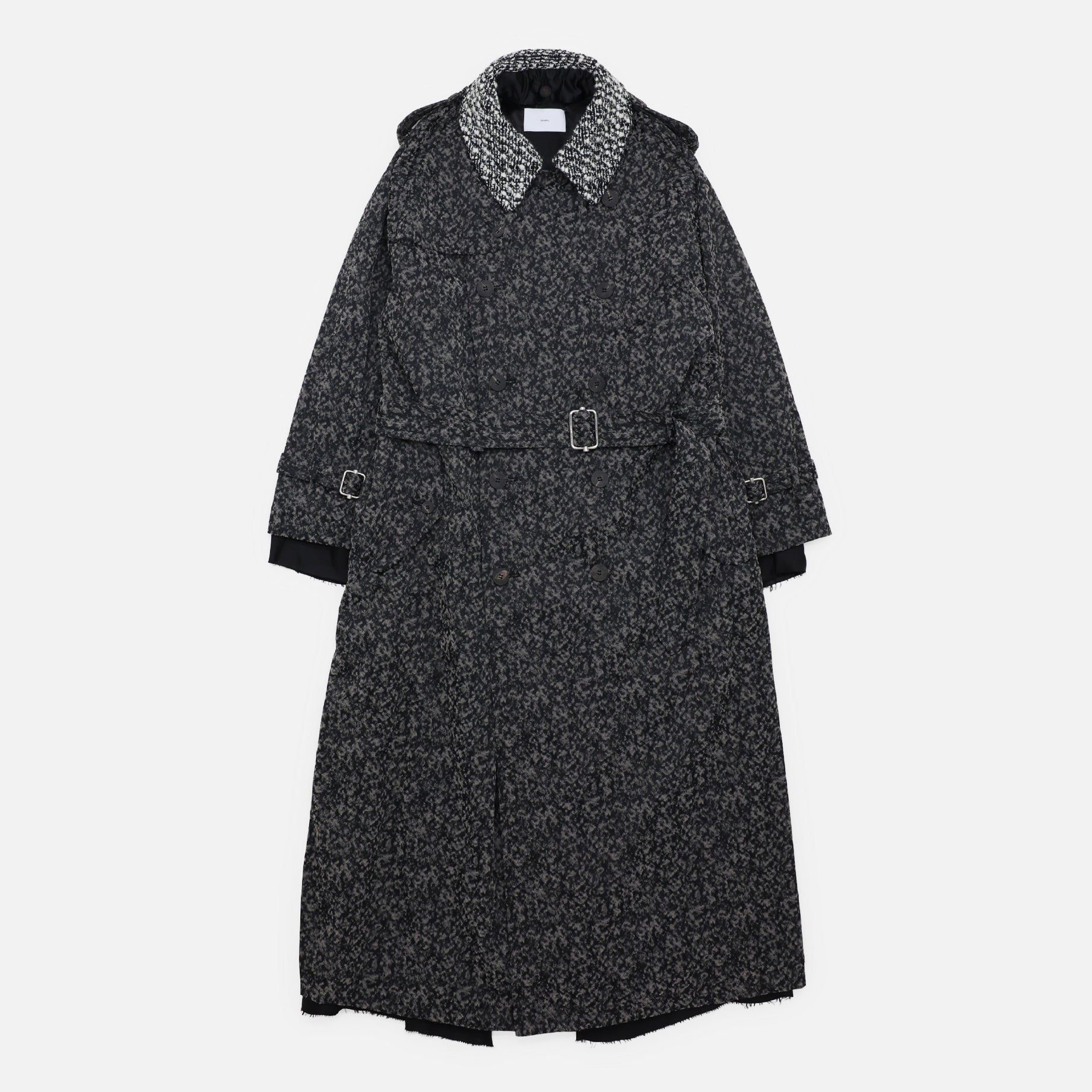 URETHANE JACQUARD TRENCH COAT(BLACK & WHITE)