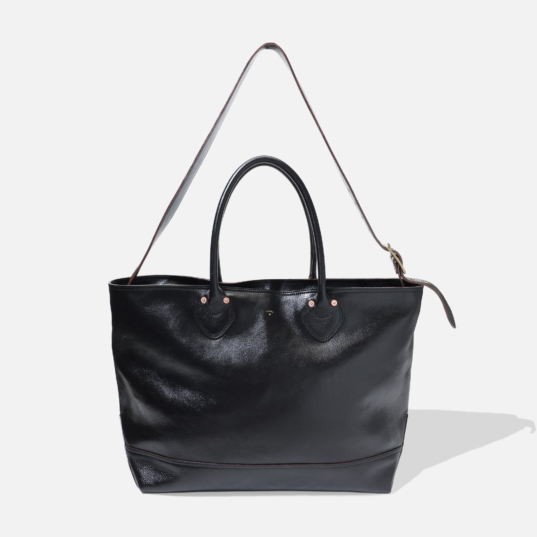 LEATHER TOTE BAG(BLACK SHRINK)